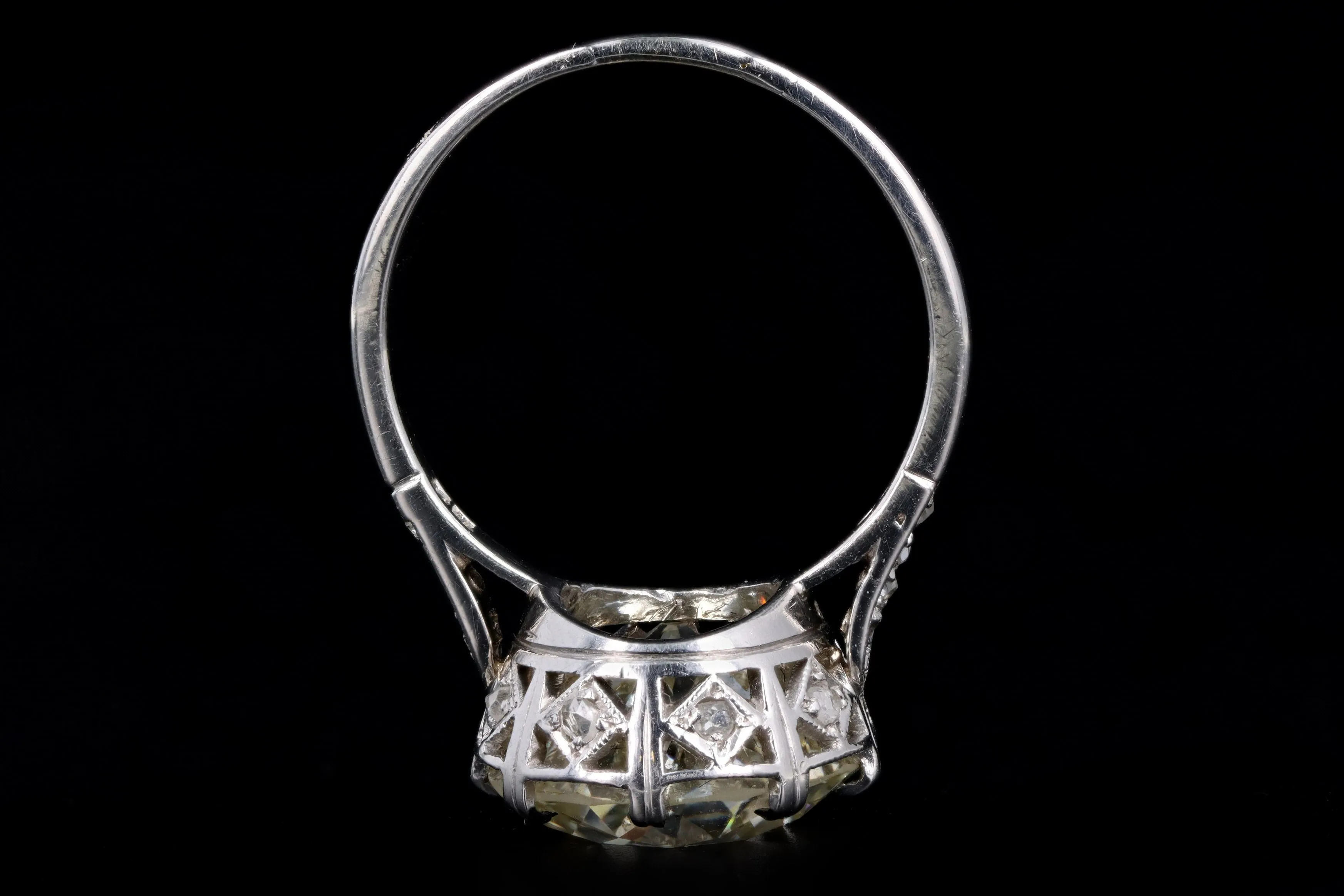 Art Deco Platinum 5.81 Carat Old European Cut Diamond Engagement Ring