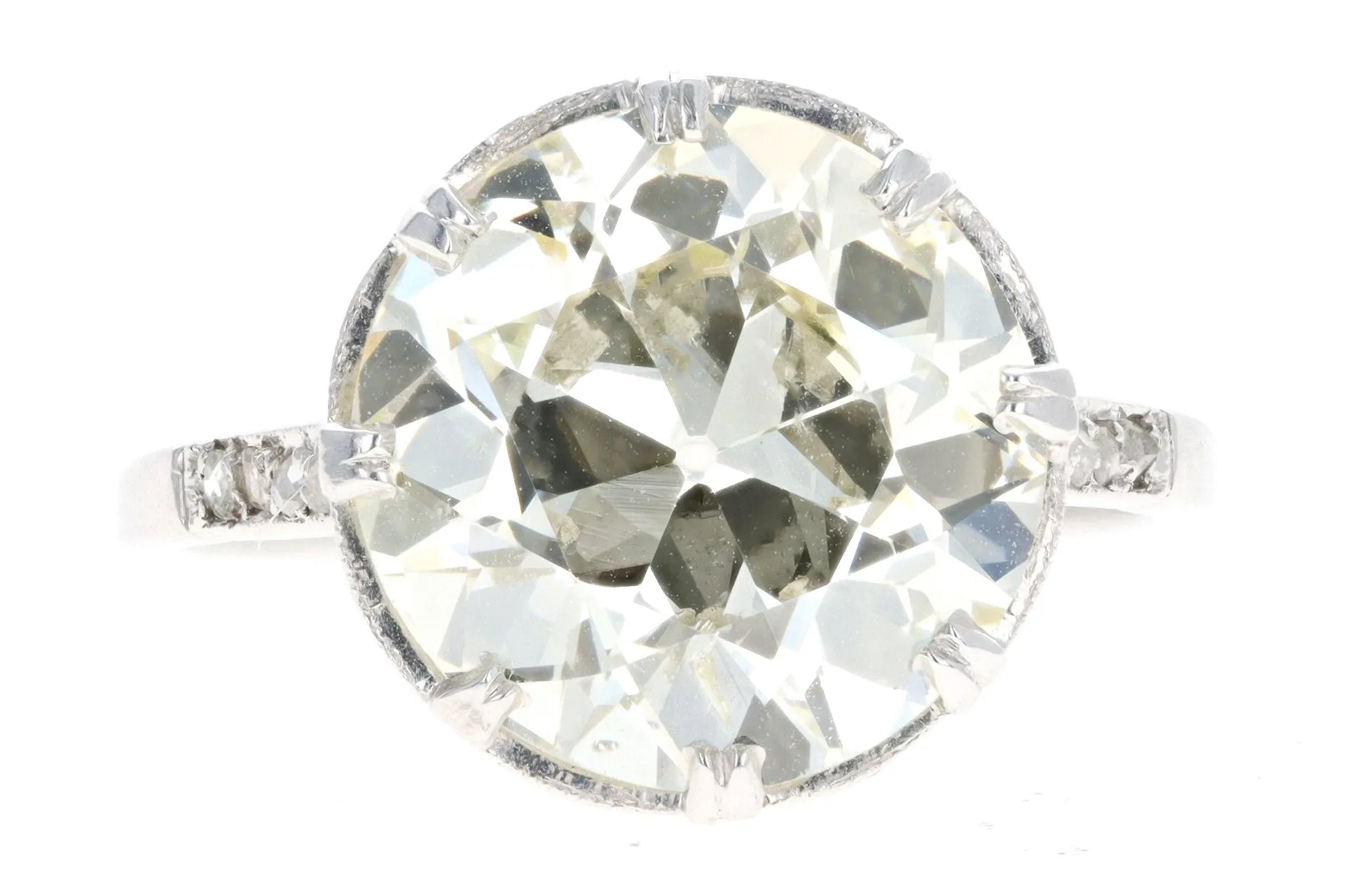 Art Deco Platinum 5.81 Carat Old European Cut Diamond Engagement Ring