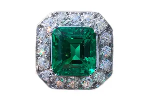 Art Deco Platinum 6.52 Carat Colombian Emerald & Diamond Ring c.1920's AGL Certified
