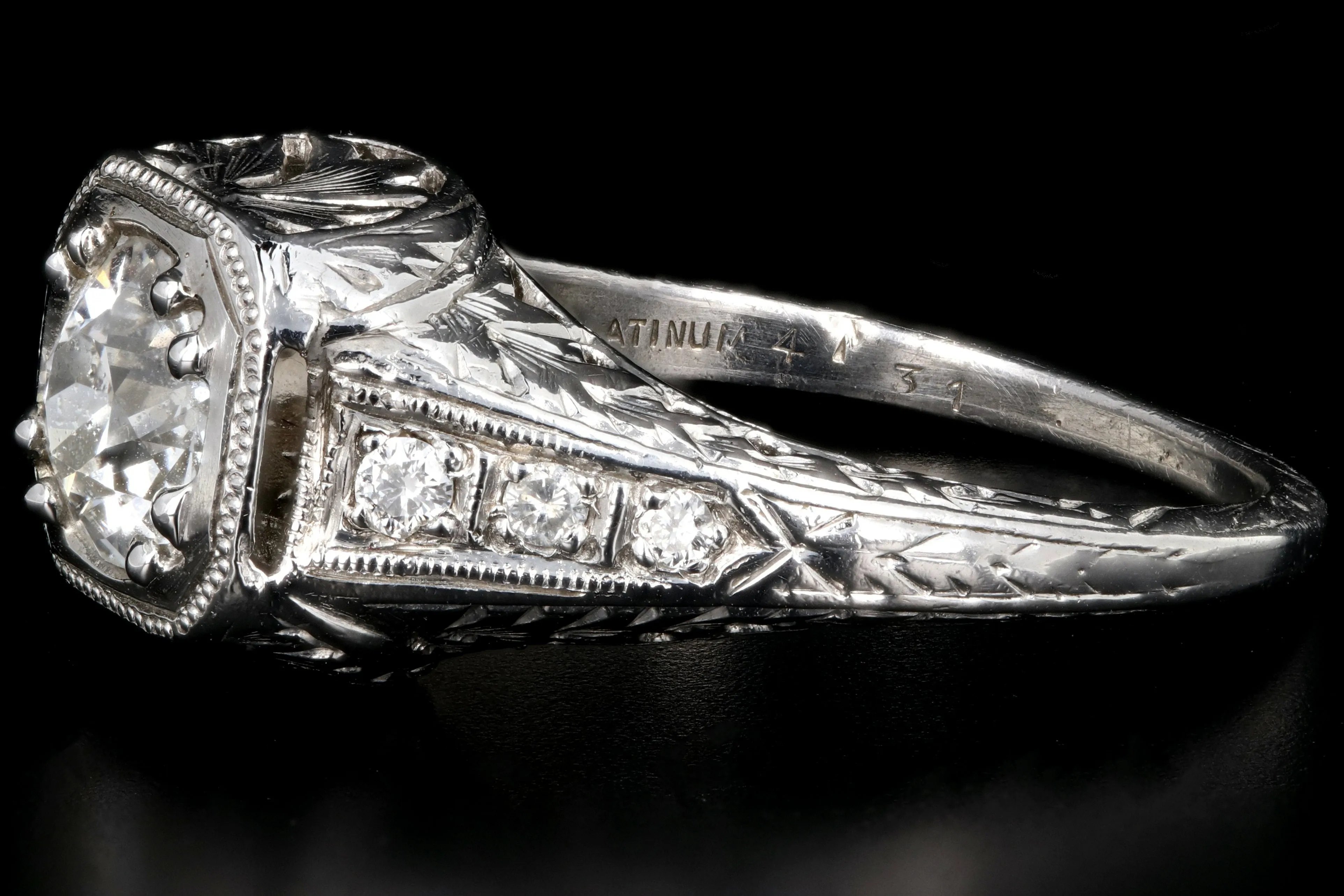 Art Deco Platinum .85 Carat Old European Cut Engagement Ring GIA Certified