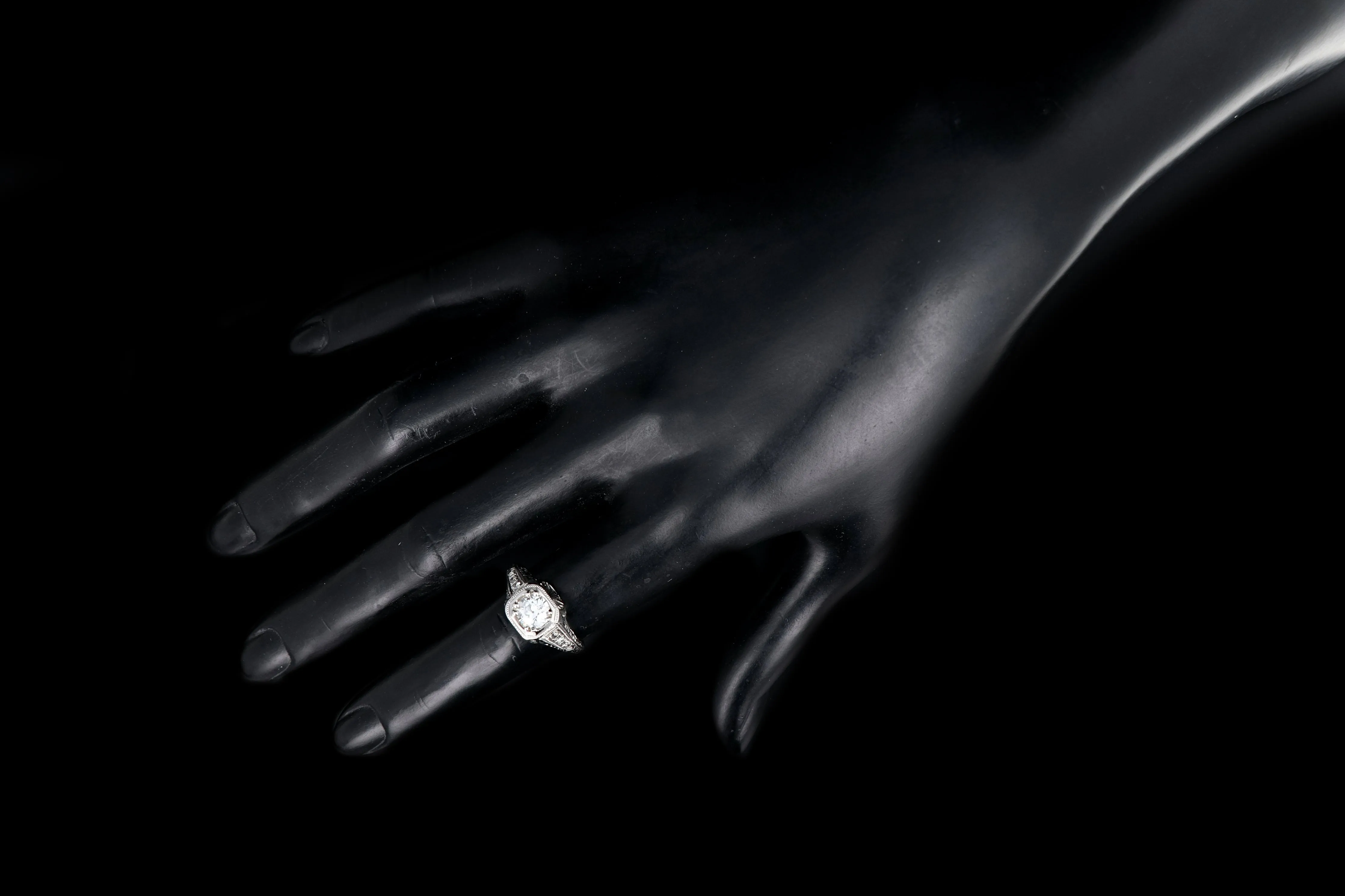 Art Deco Platinum .85 Carat Old European Cut Engagement Ring GIA Certified