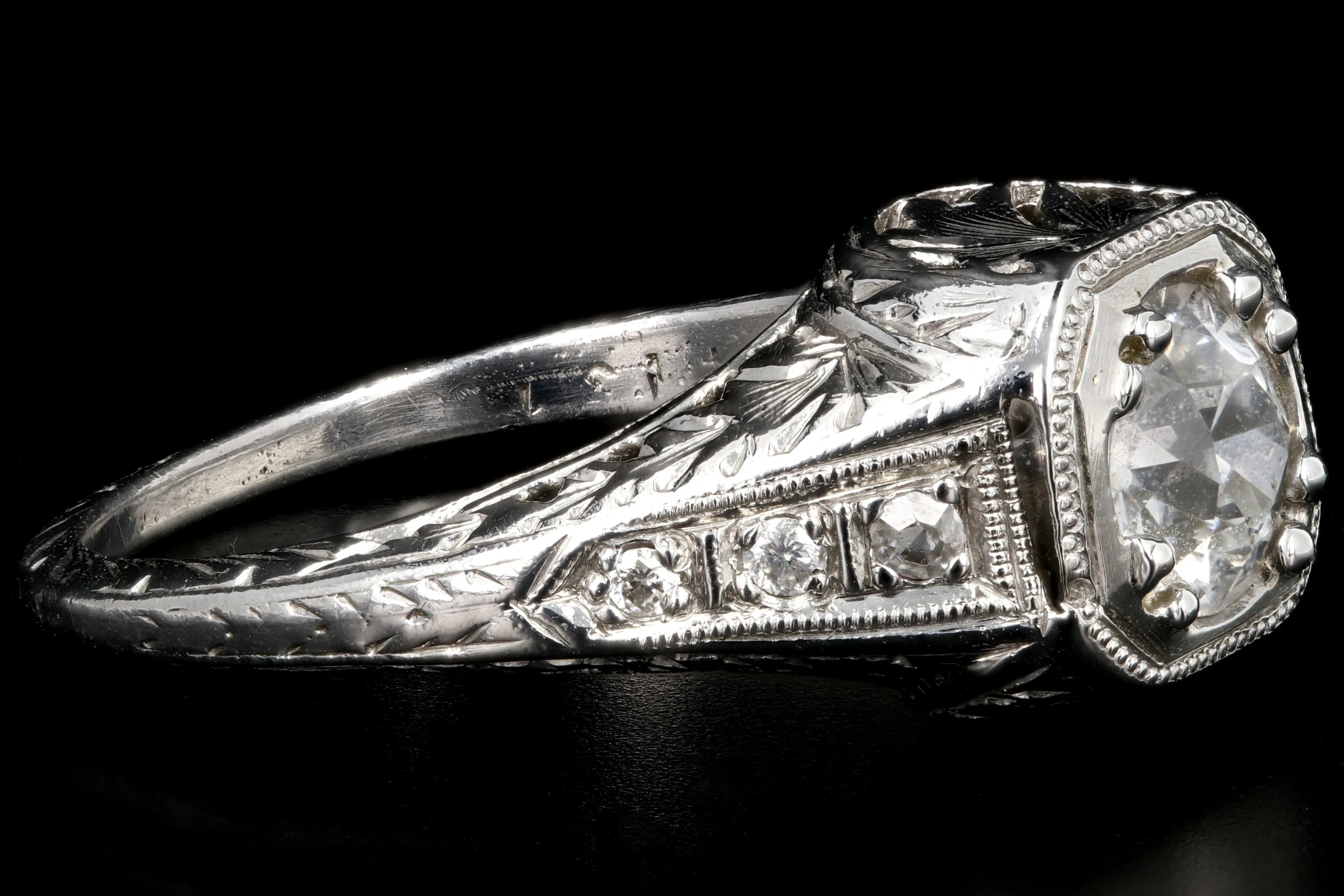 Art Deco Platinum .85 Carat Old European Cut Engagement Ring GIA Certified
