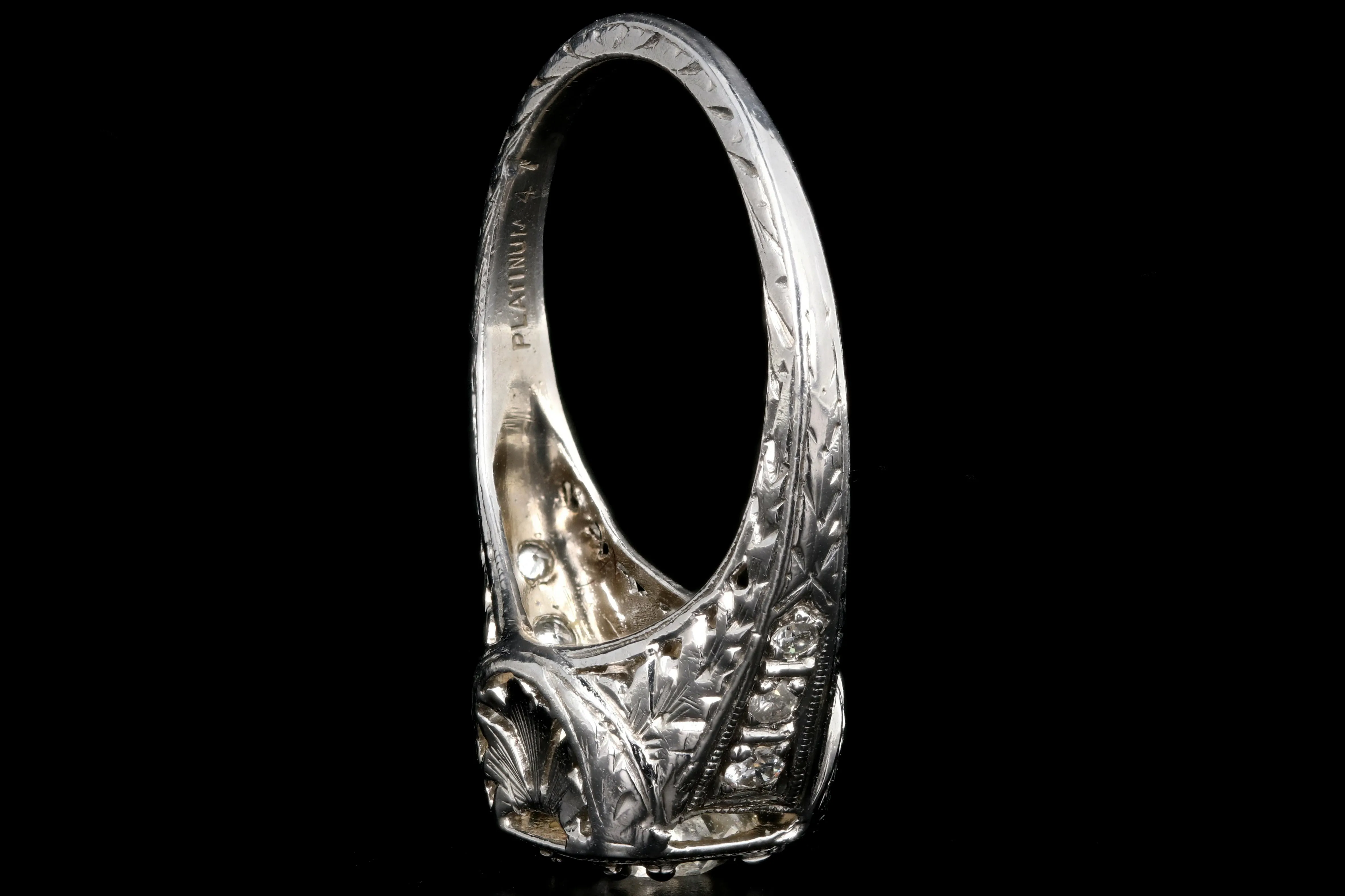Art Deco Platinum .85 Carat Old European Cut Engagement Ring GIA Certified