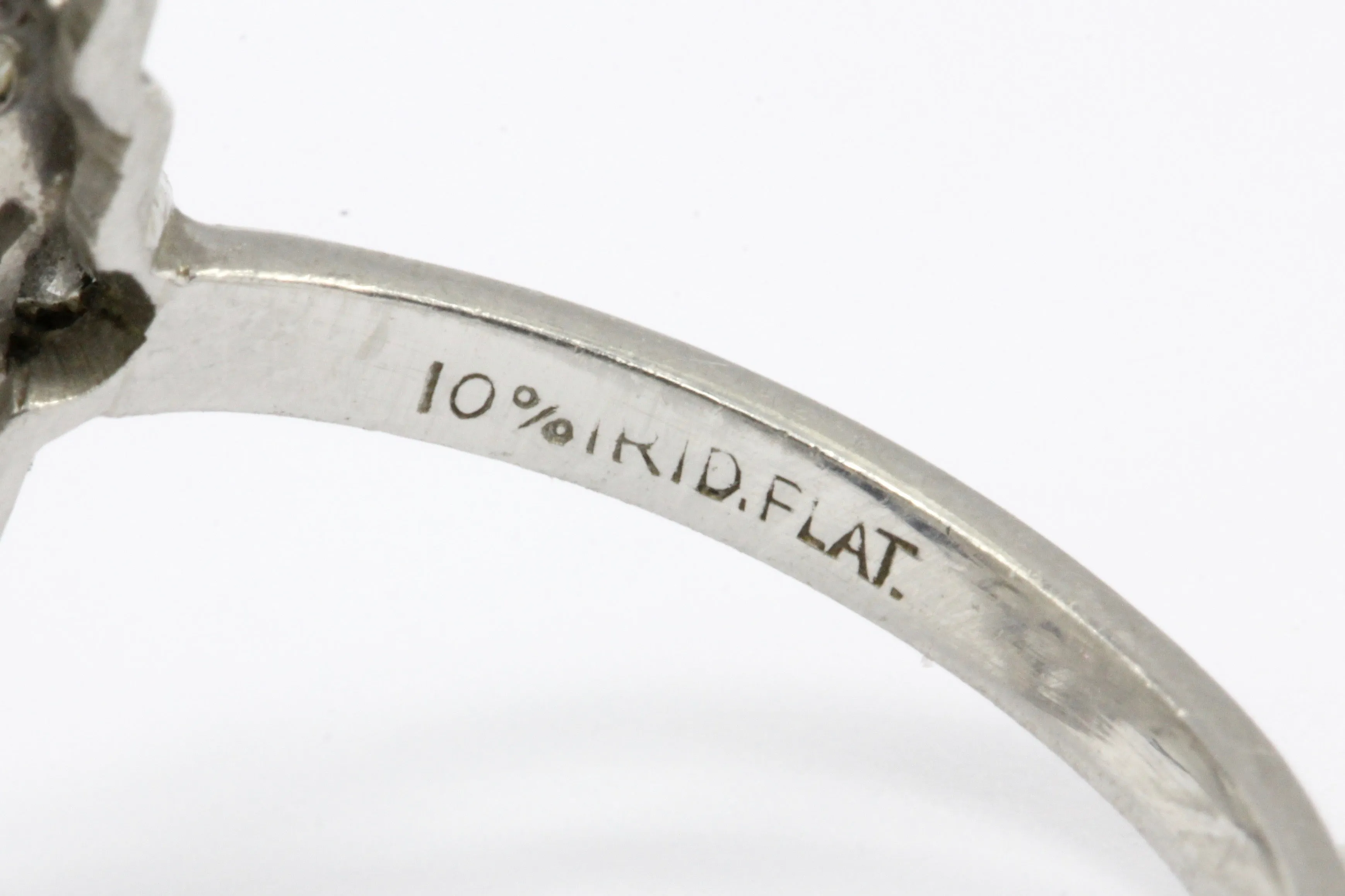 Art Deco Platinum and Diamond Shield Ring Size 7.75