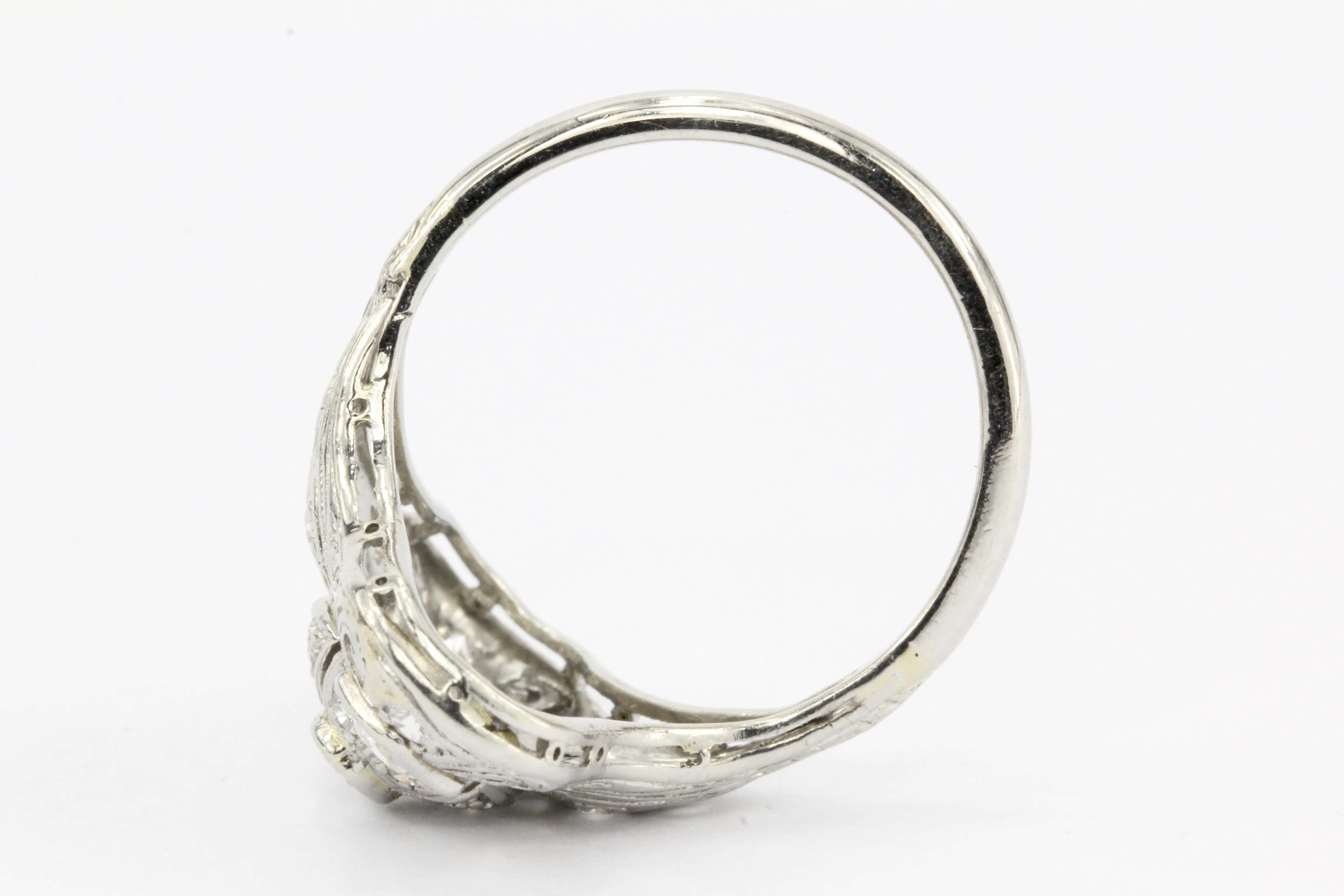 Art Deco Platinum Diamond Filigree Ring c.1930's