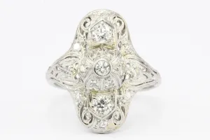 Art Deco Platinum Diamond Filigree Ring c.1930's