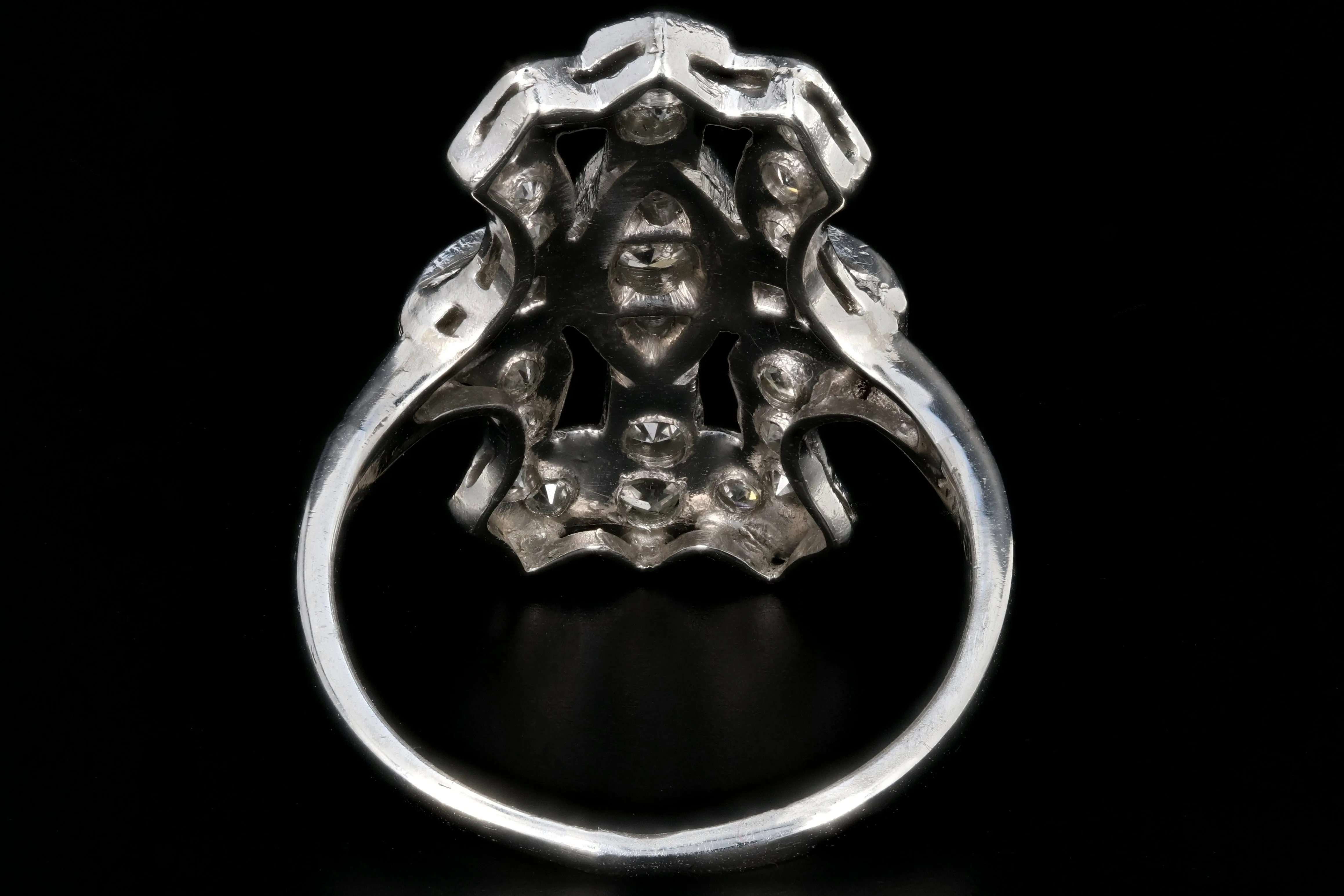 Art Deco Platinum Diamond Shield Ring Size 6.5