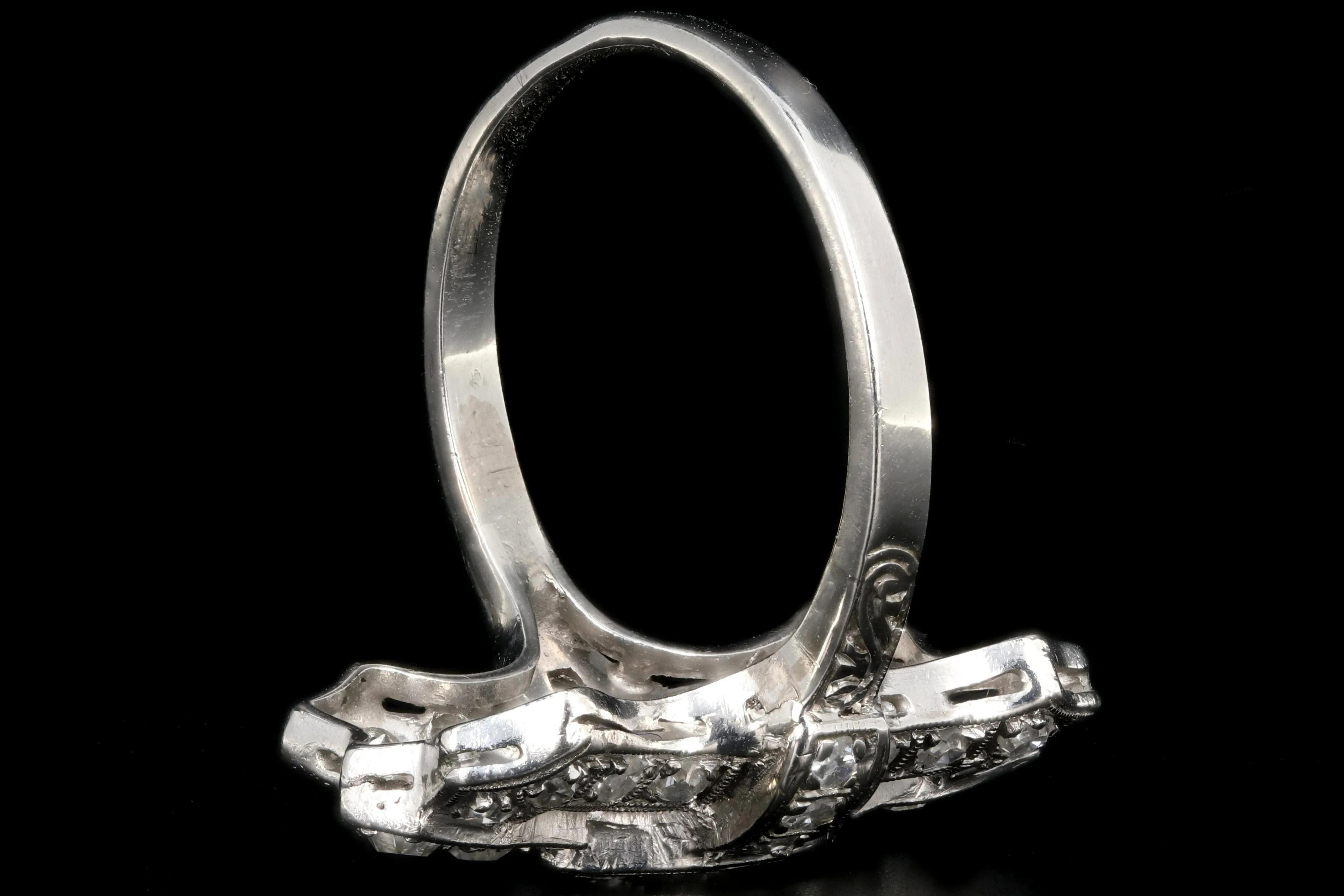 Art Deco Platinum Diamond Shield Ring Size 6.5