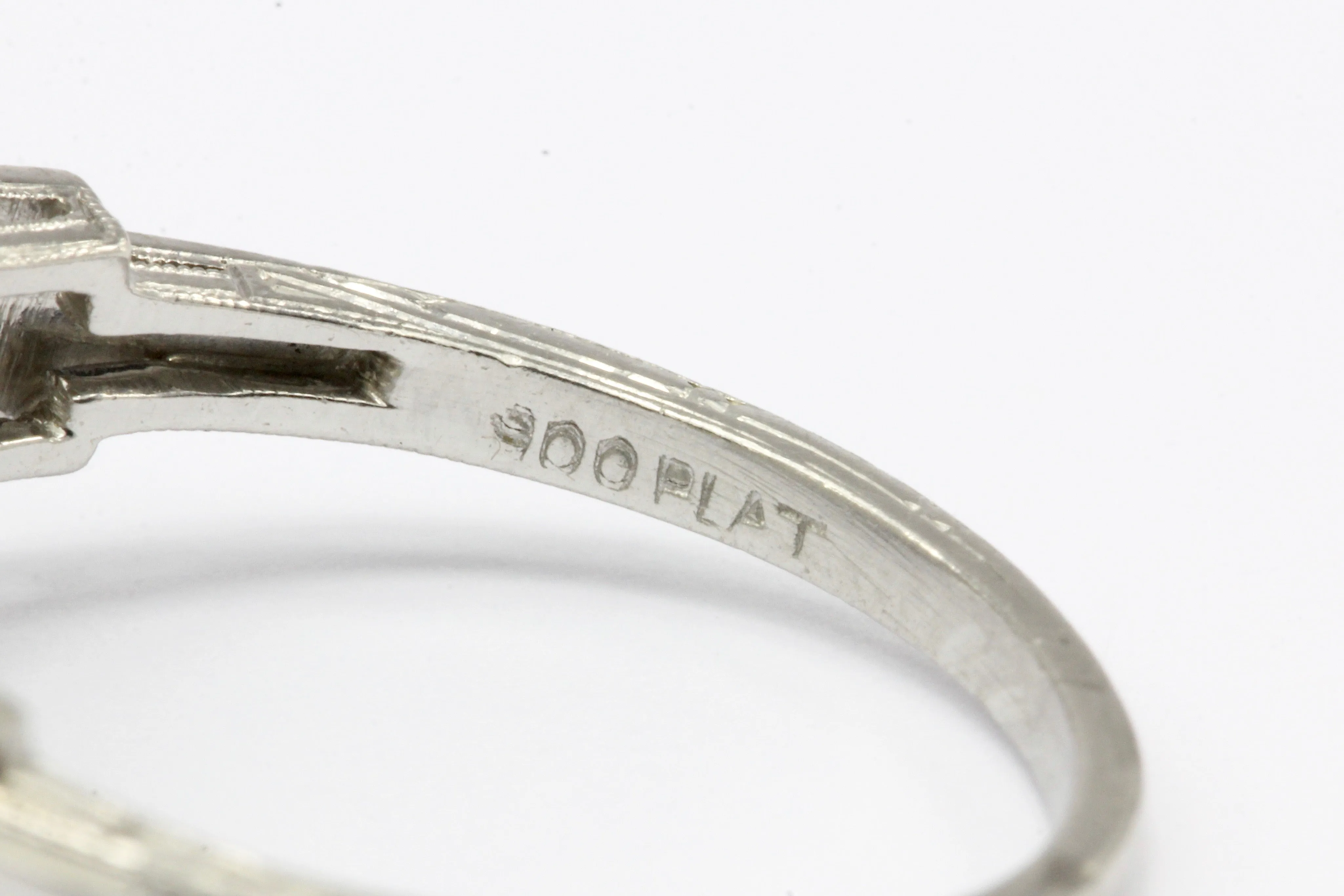 Art Deco Platinum Double Diamond Toi et Moi Ring Size 5.75