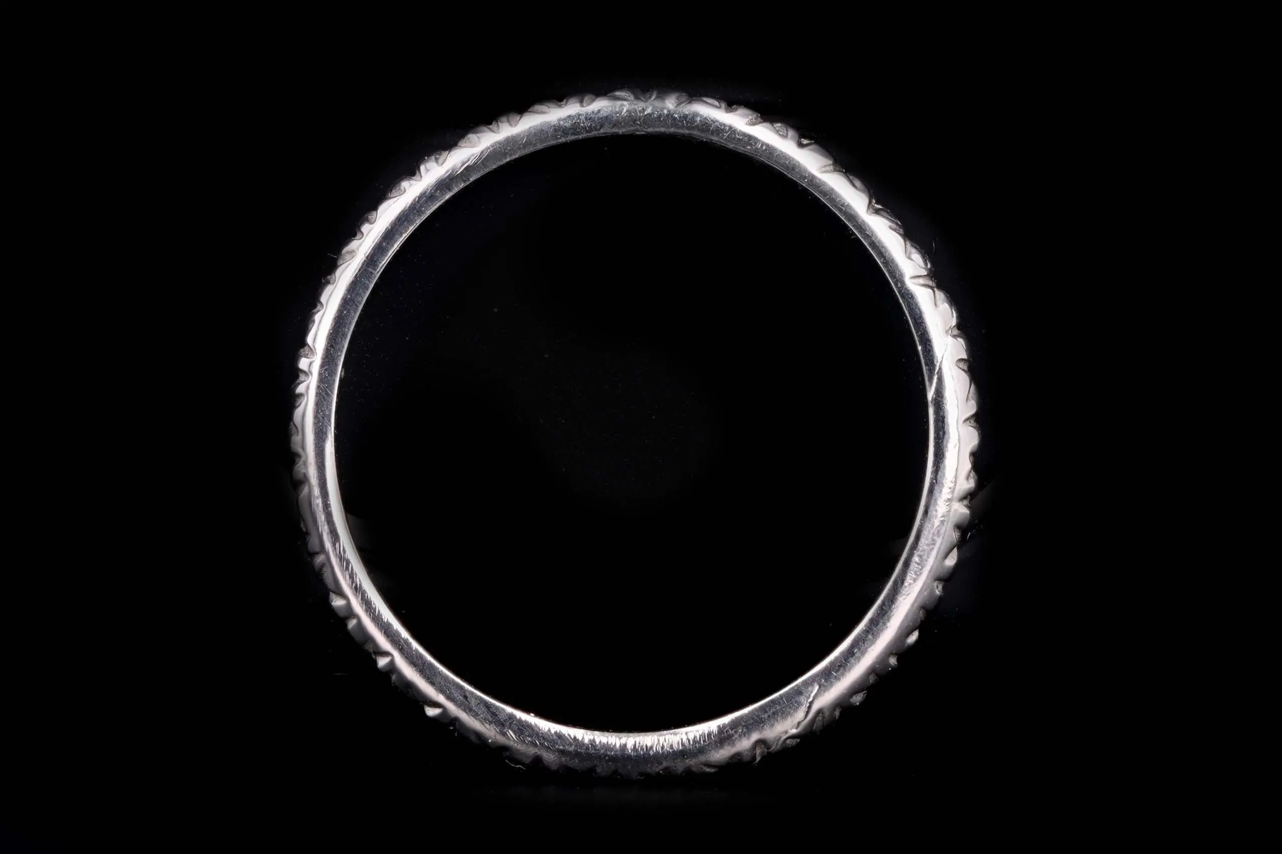 Art Deco Platinum Etched Wedding Band