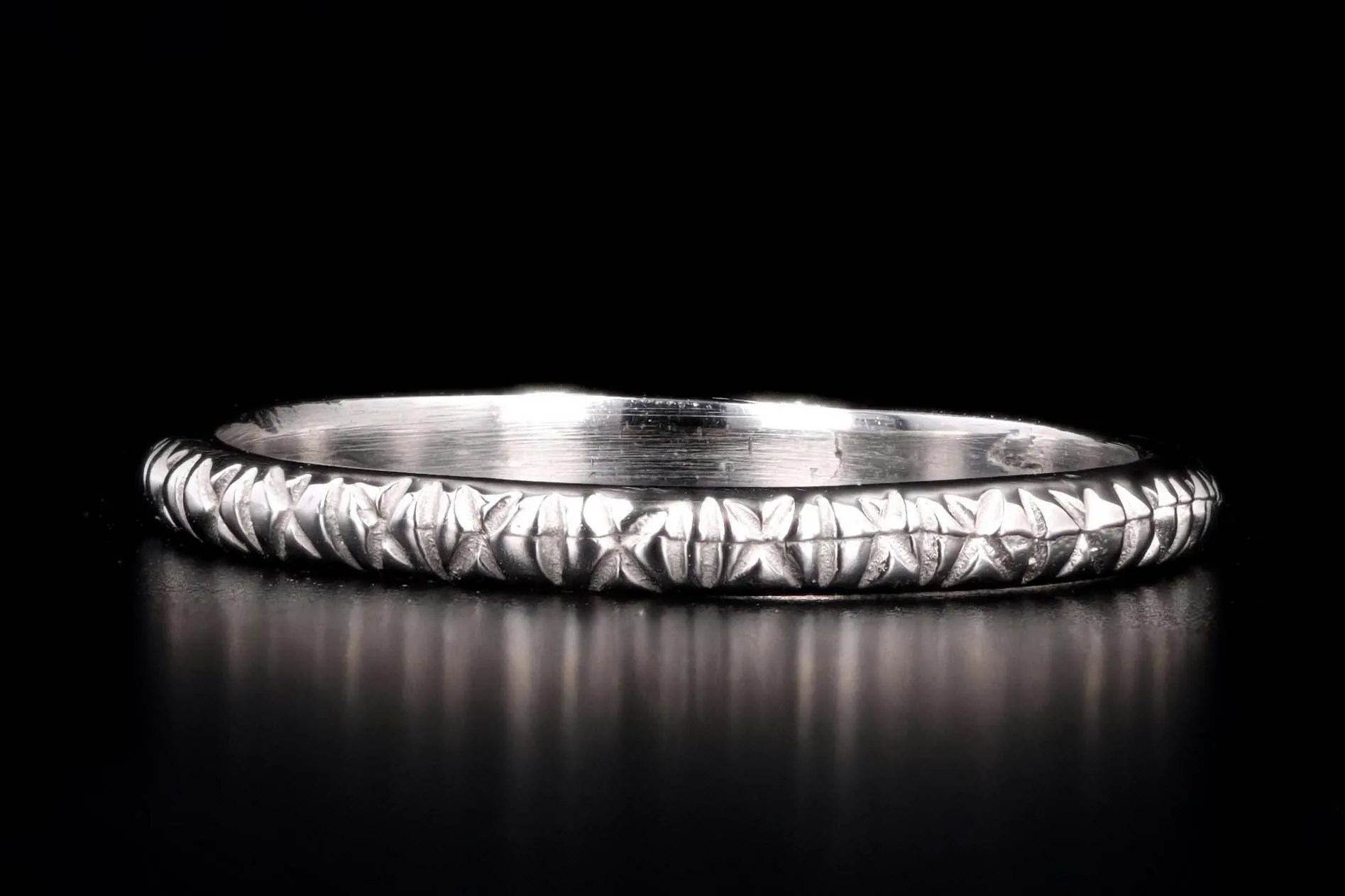 Art Deco Platinum Etched Wedding Band