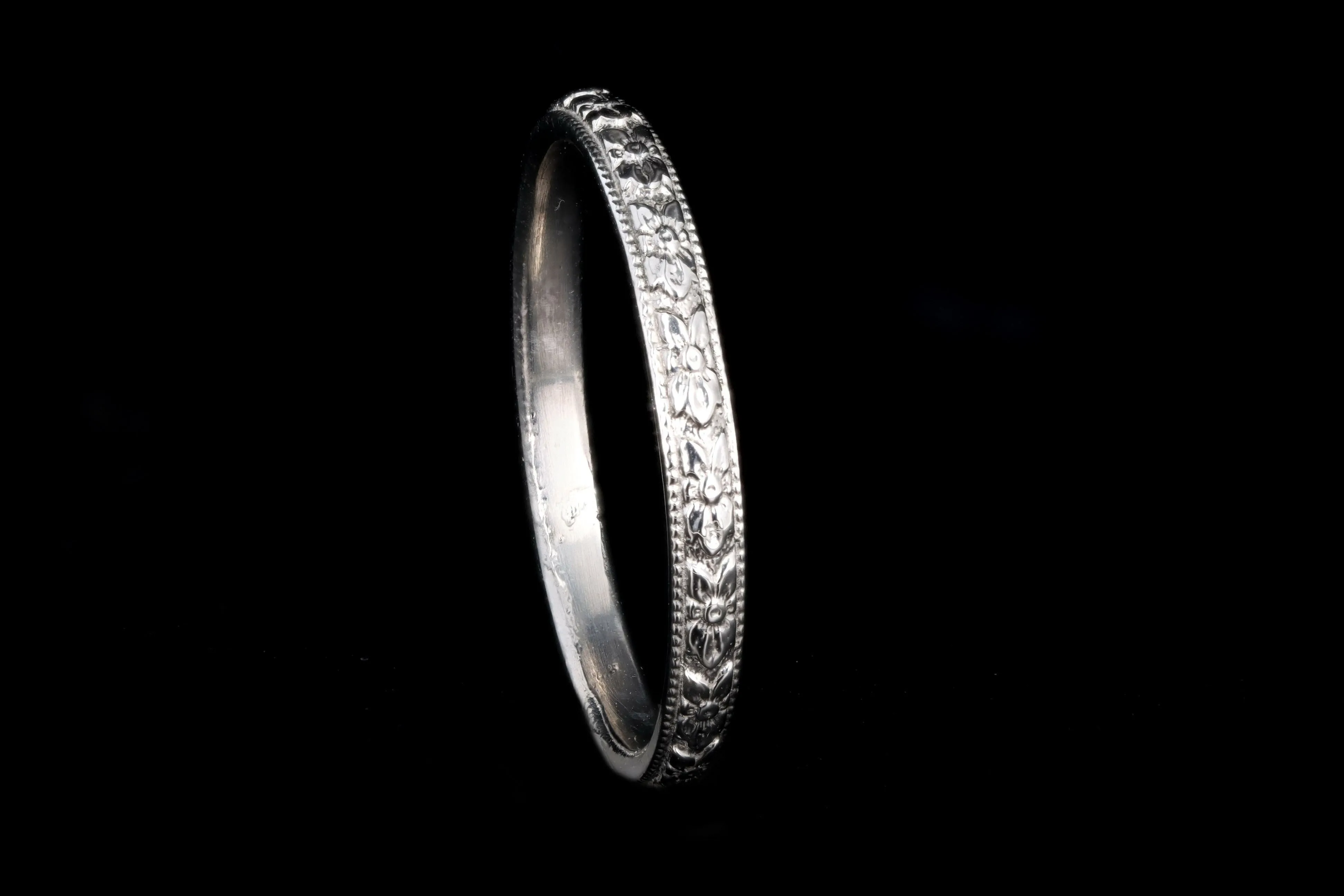 Art Deco Platinum Etched Wedding Band