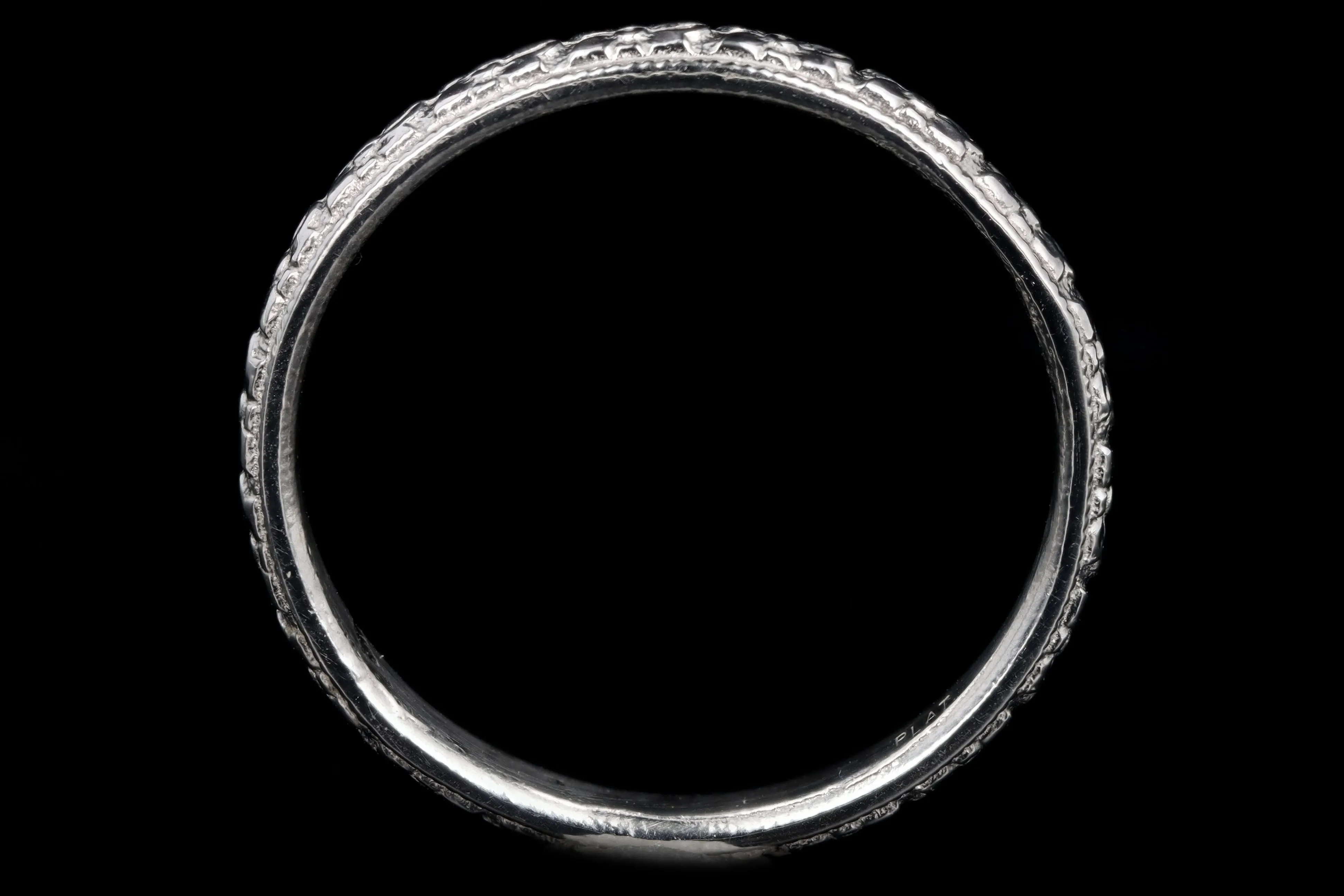 Art Deco Platinum Etched Wedding Band