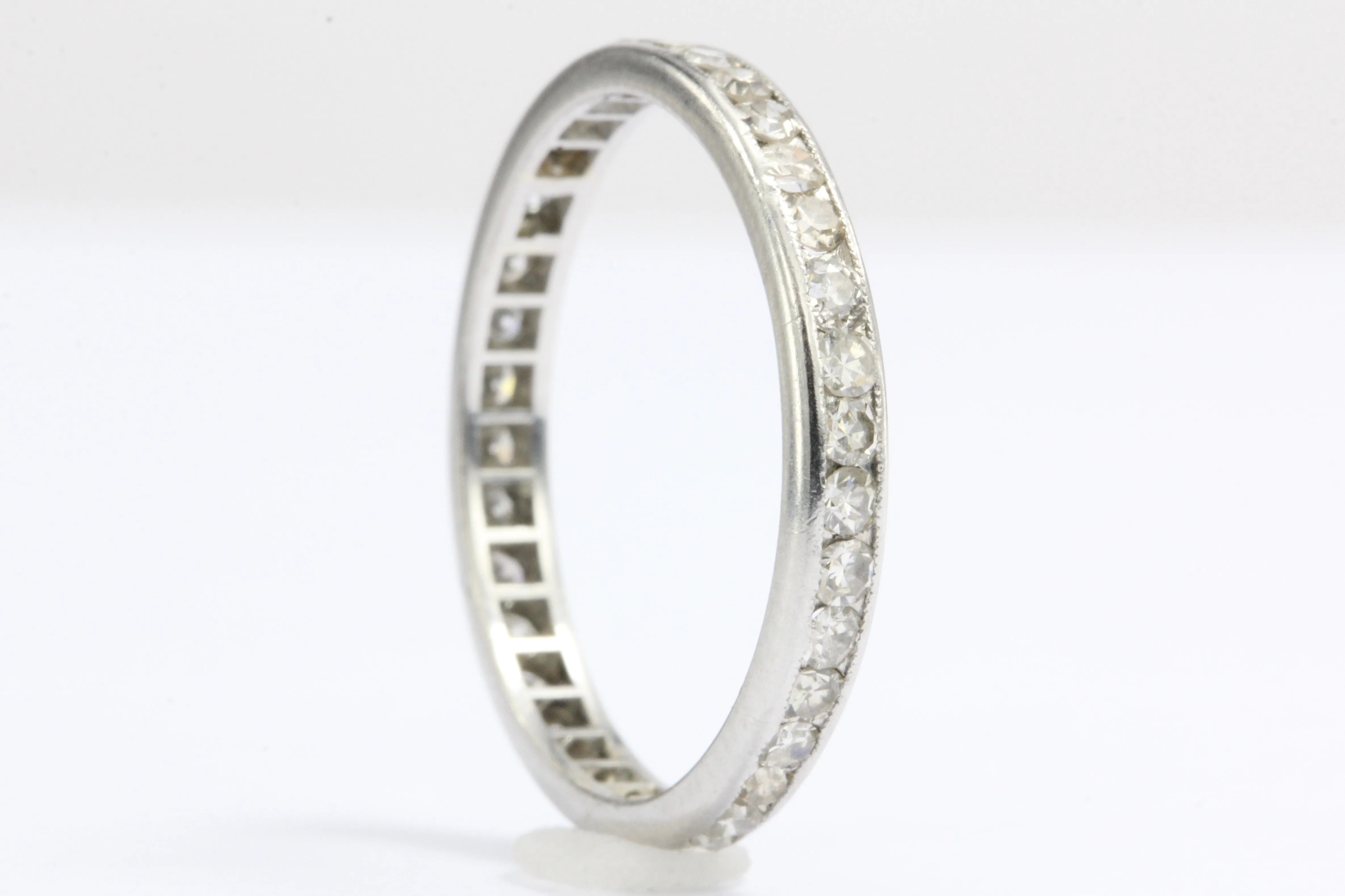 Art Deco Platinum Old European and Single Cut Diamond Eternity Band