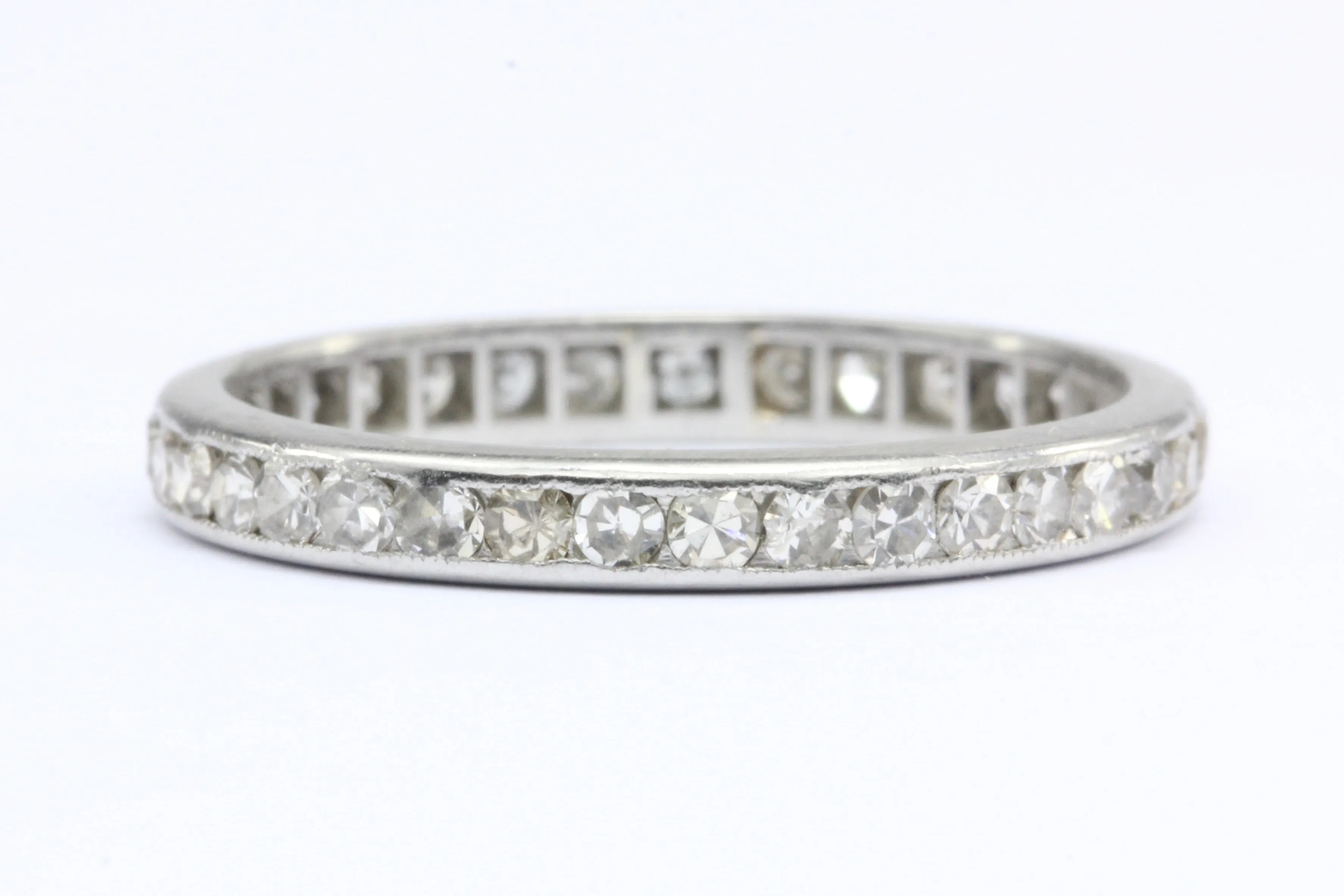 Art Deco Platinum Old European and Single Cut Diamond Eternity Band