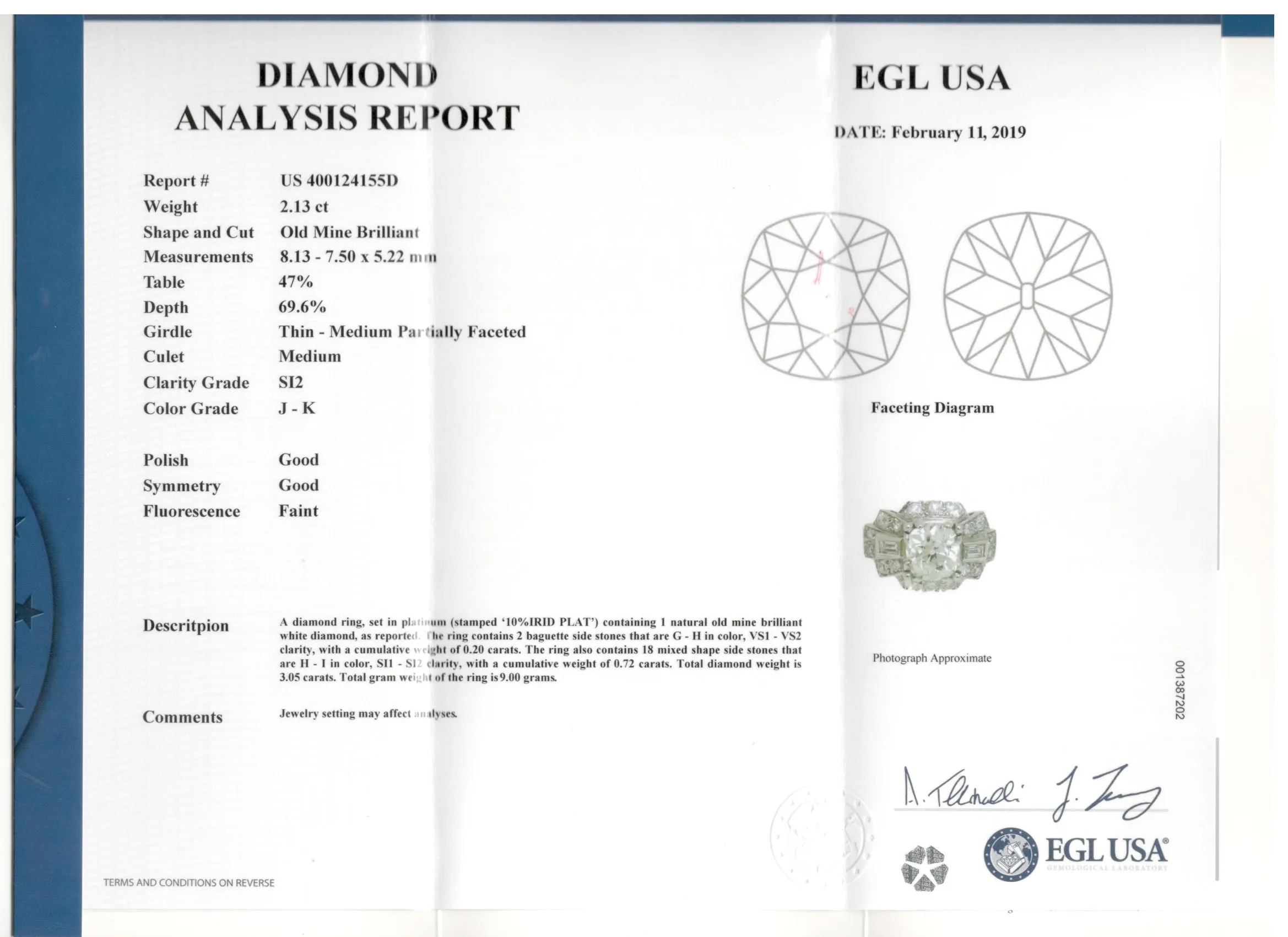 Art Deco Platinum Old European Cut Diamond Cluster Engagement Ring c.1920's
