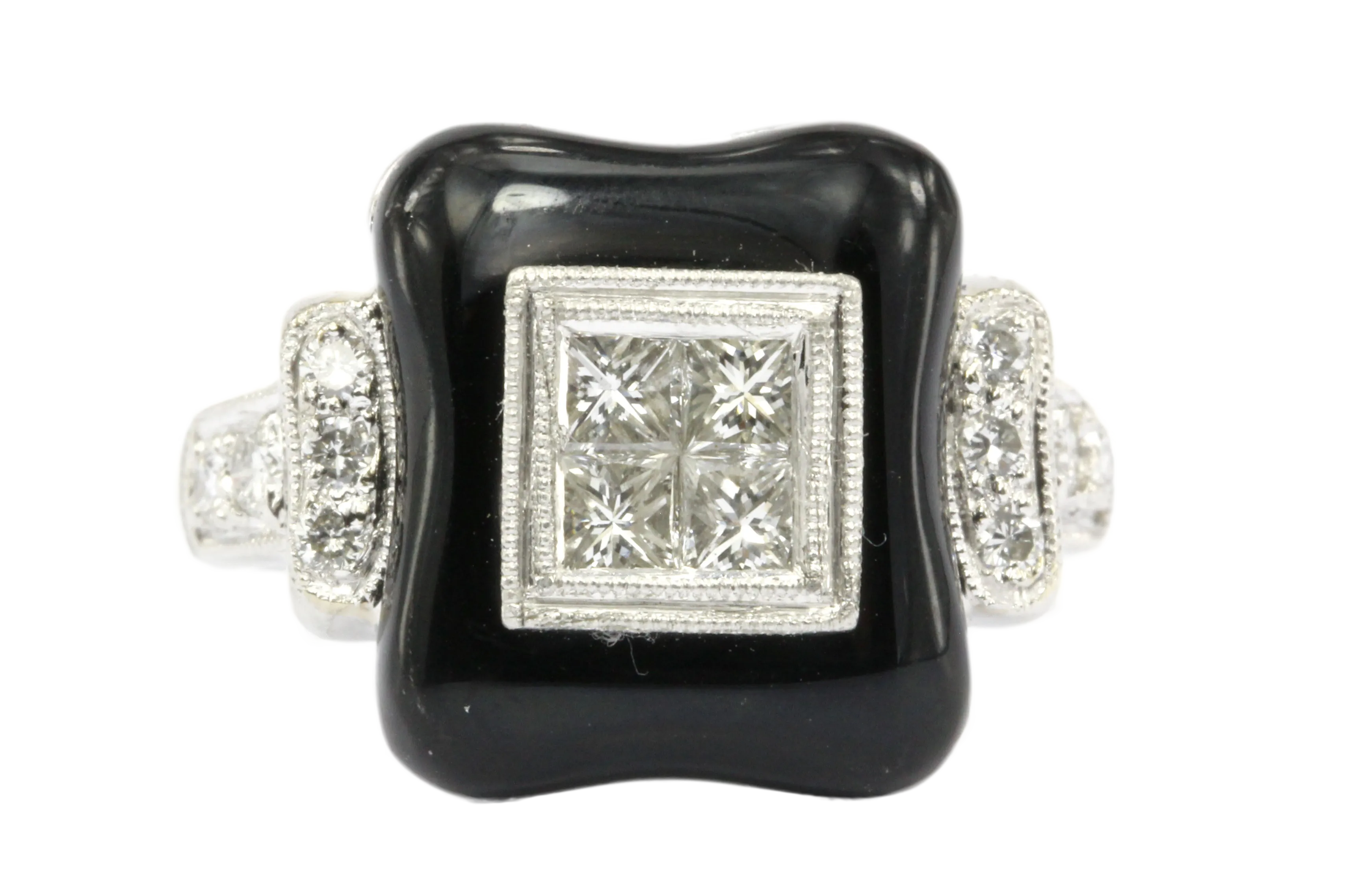 Art Deco Revival Platinum Diamond Onyx Ring