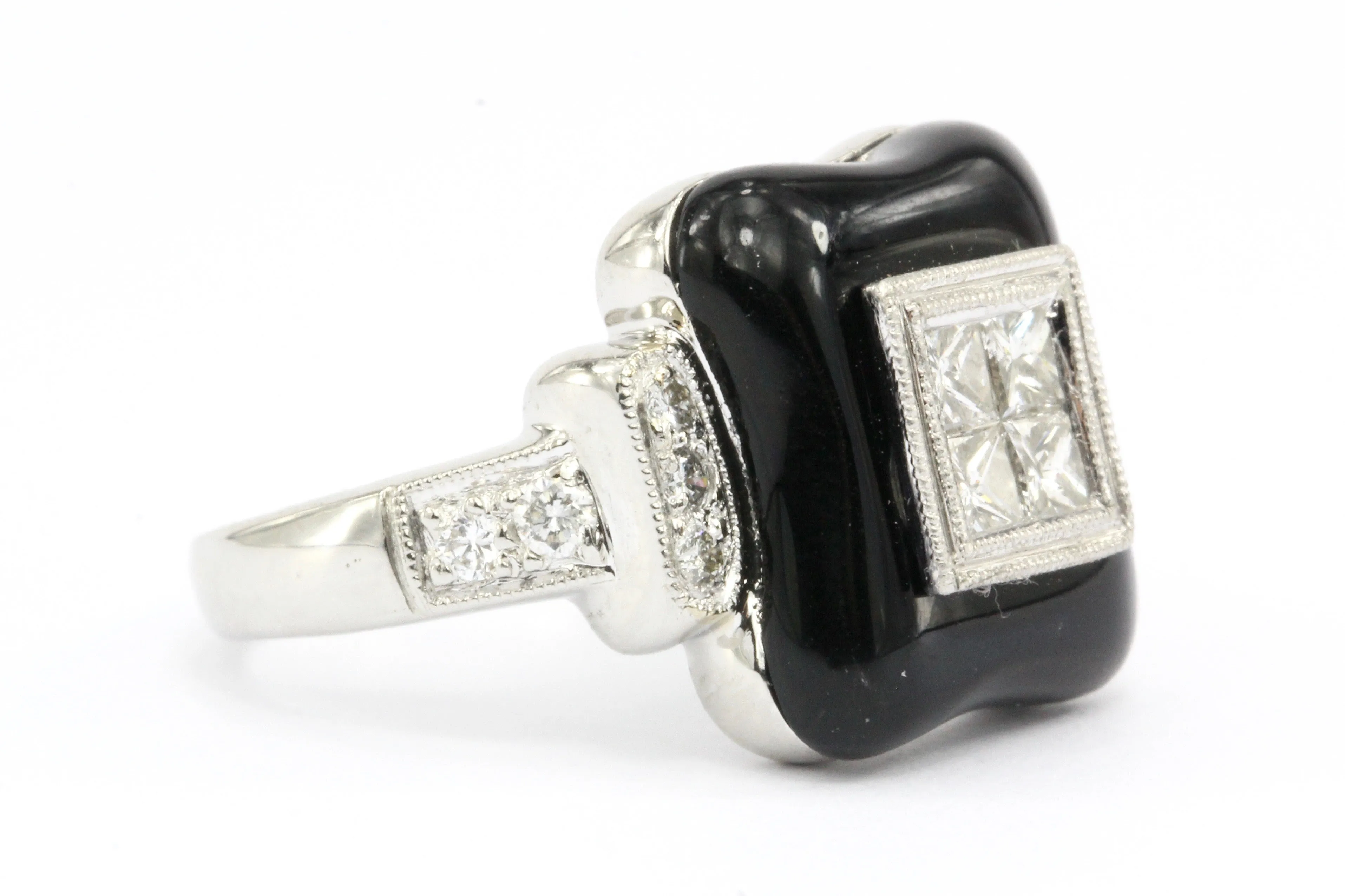 Art Deco Revival Platinum Diamond Onyx Ring