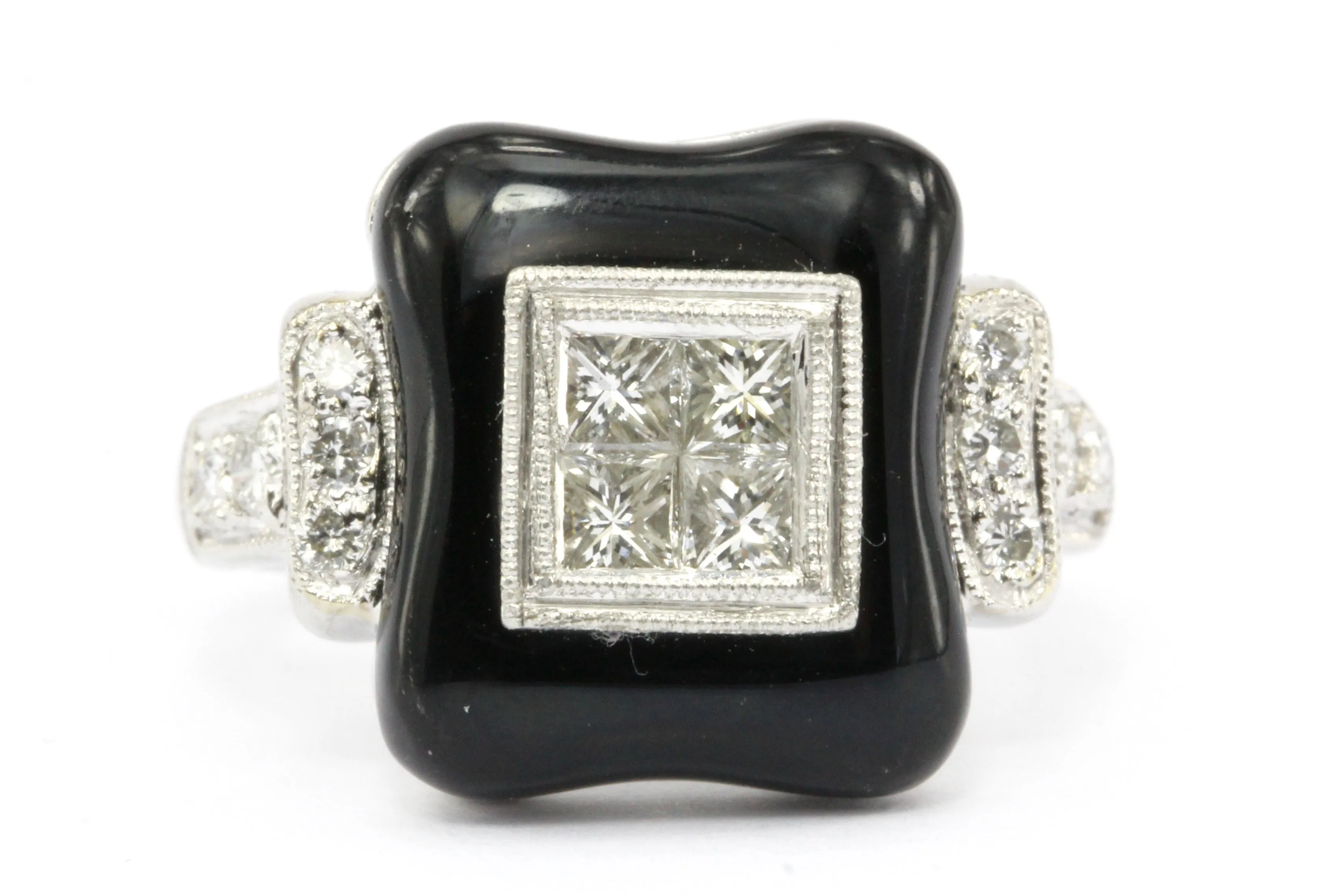 Art Deco Revival Platinum Diamond Onyx Ring