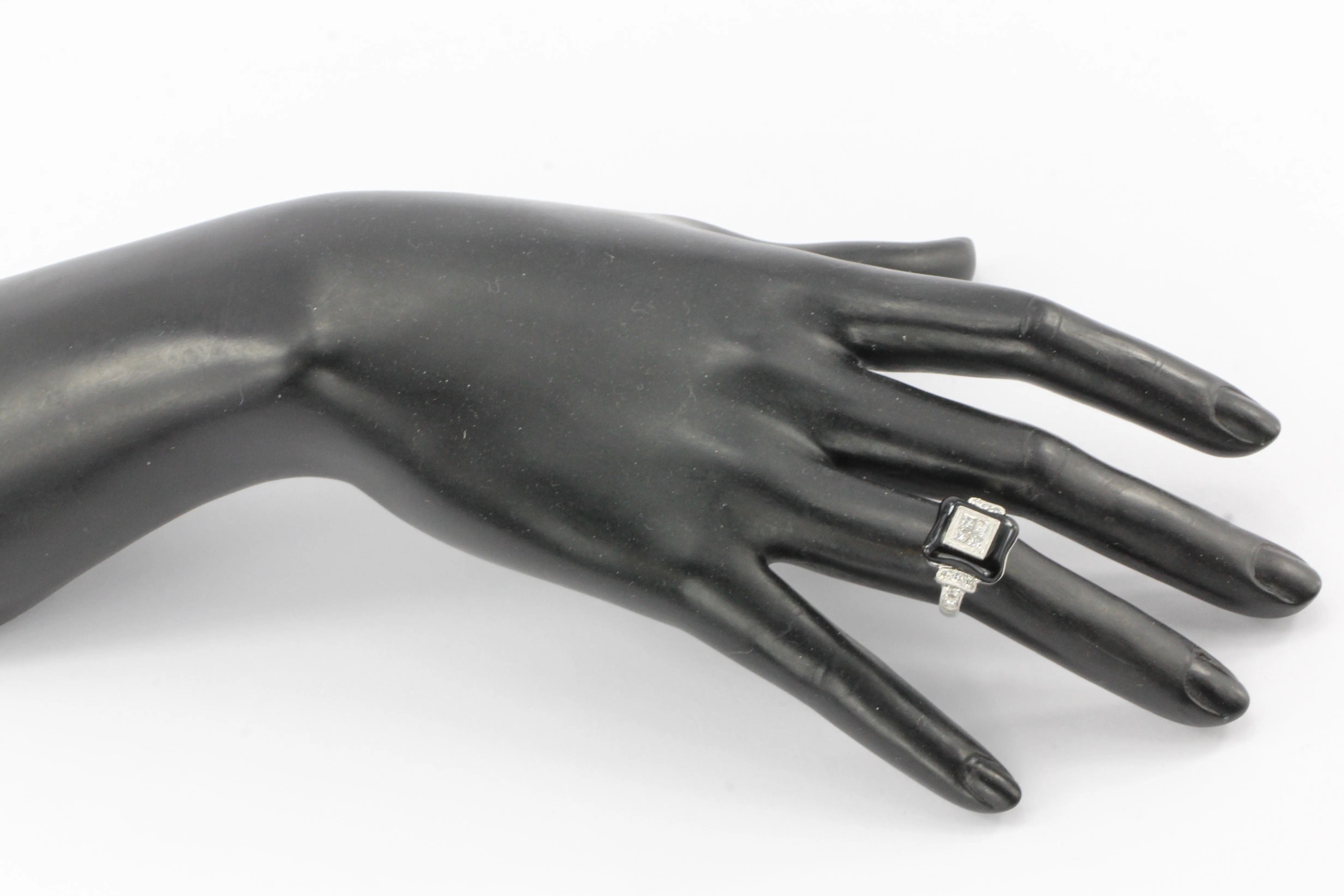 Art Deco Revival Platinum Diamond Onyx Ring