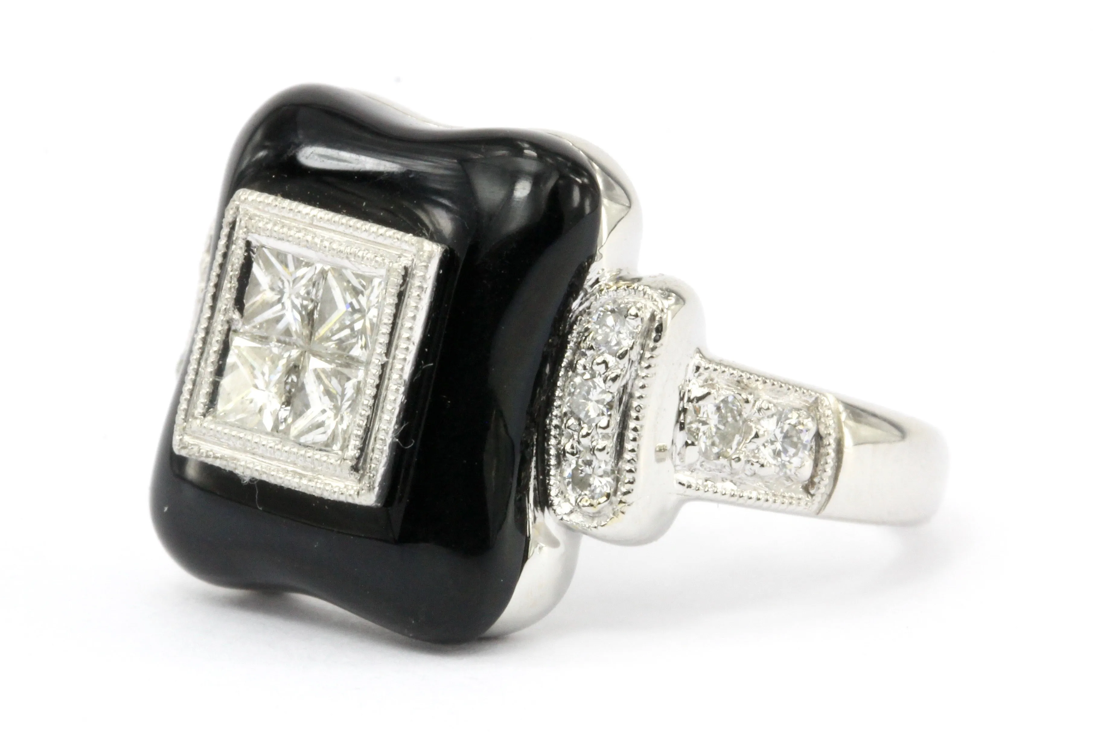 Art Deco Revival Platinum Diamond Onyx Ring