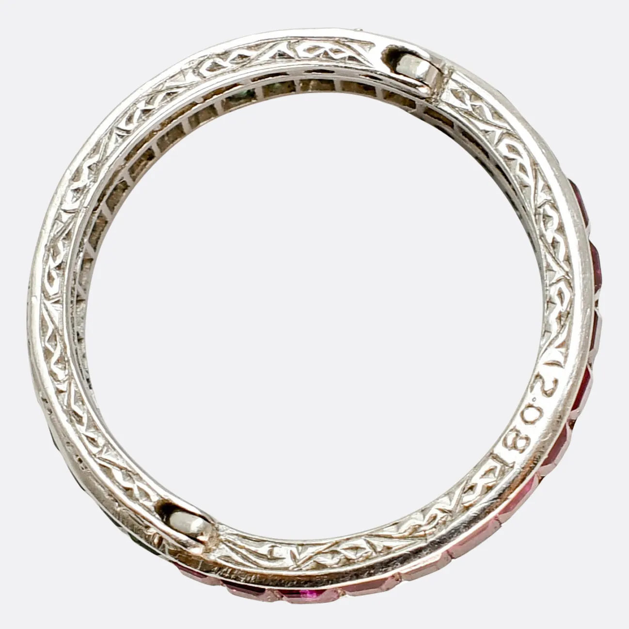 Art Deco Ruby, Emerald & Diamond "Day & Night" Eternity Ring