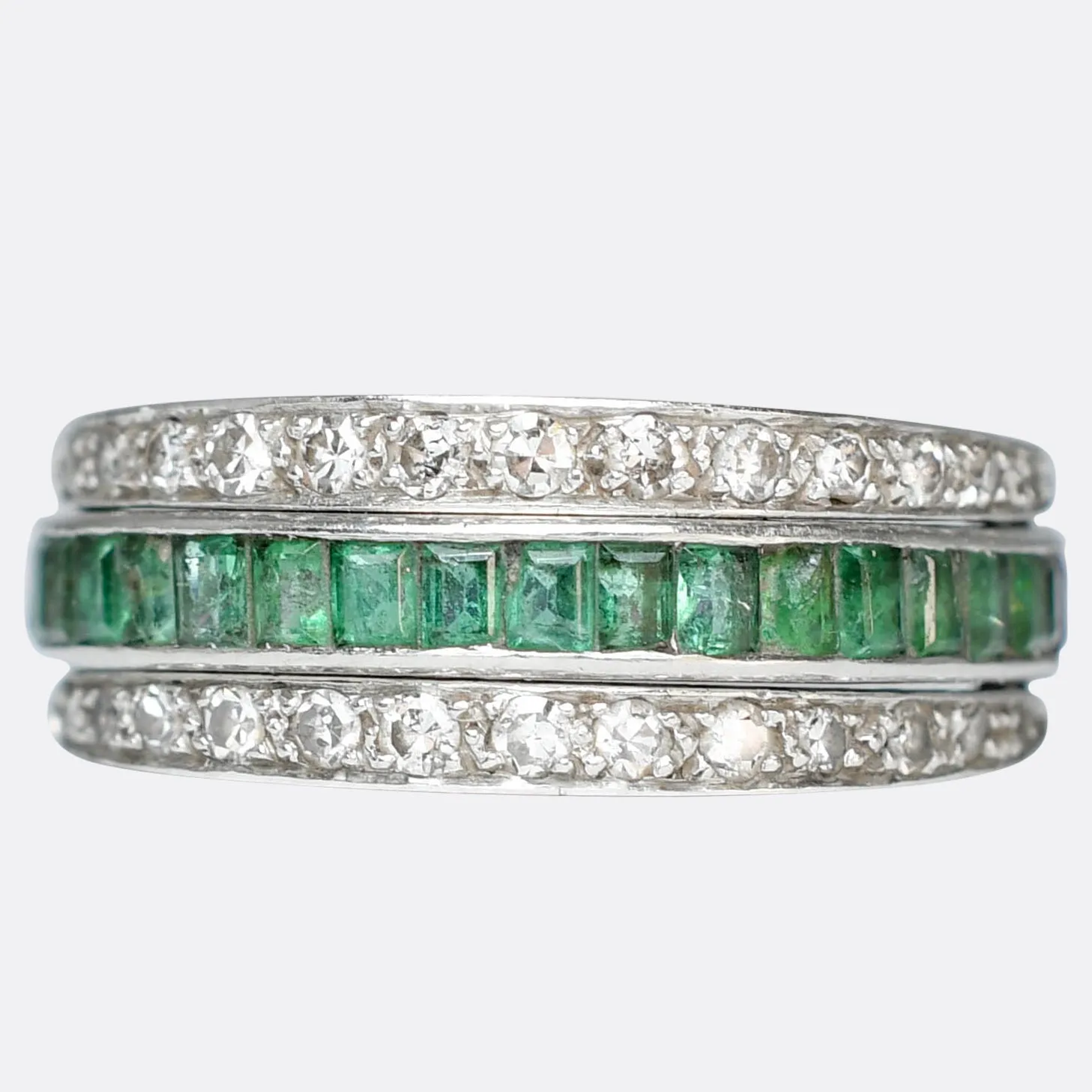 Art Deco Ruby, Emerald & Diamond "Day & Night" Eternity Ring