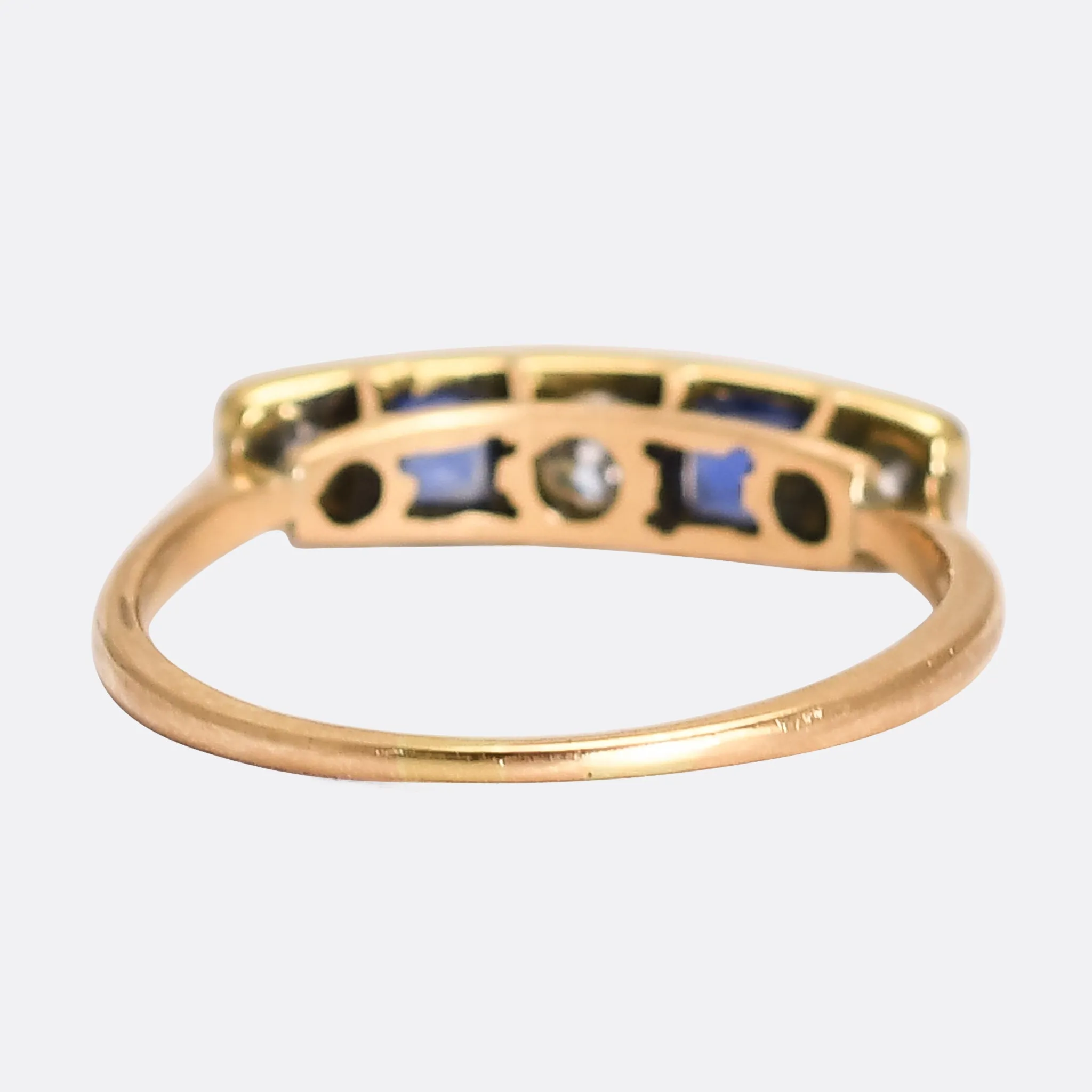 Art Deco Sapphire & Diamond 5-Stone Ring