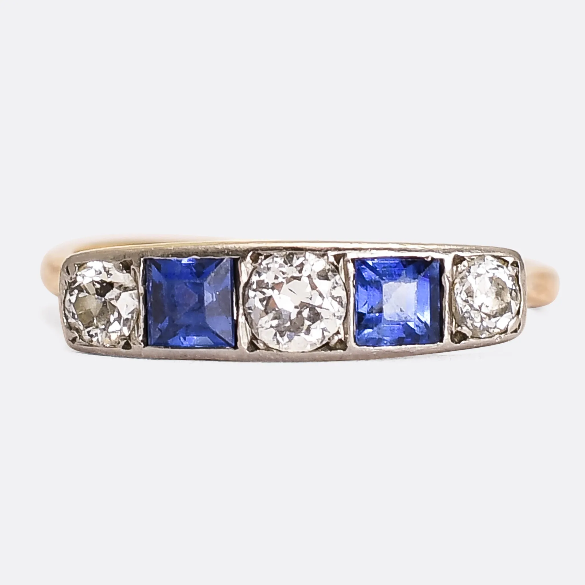 Art Deco Sapphire & Diamond 5-Stone Ring