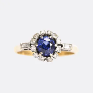 Art Deco Sapphire & Diamond Cluster Ring