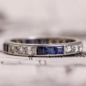 Art Deco Sapphire & Diamond Eternity Ring
