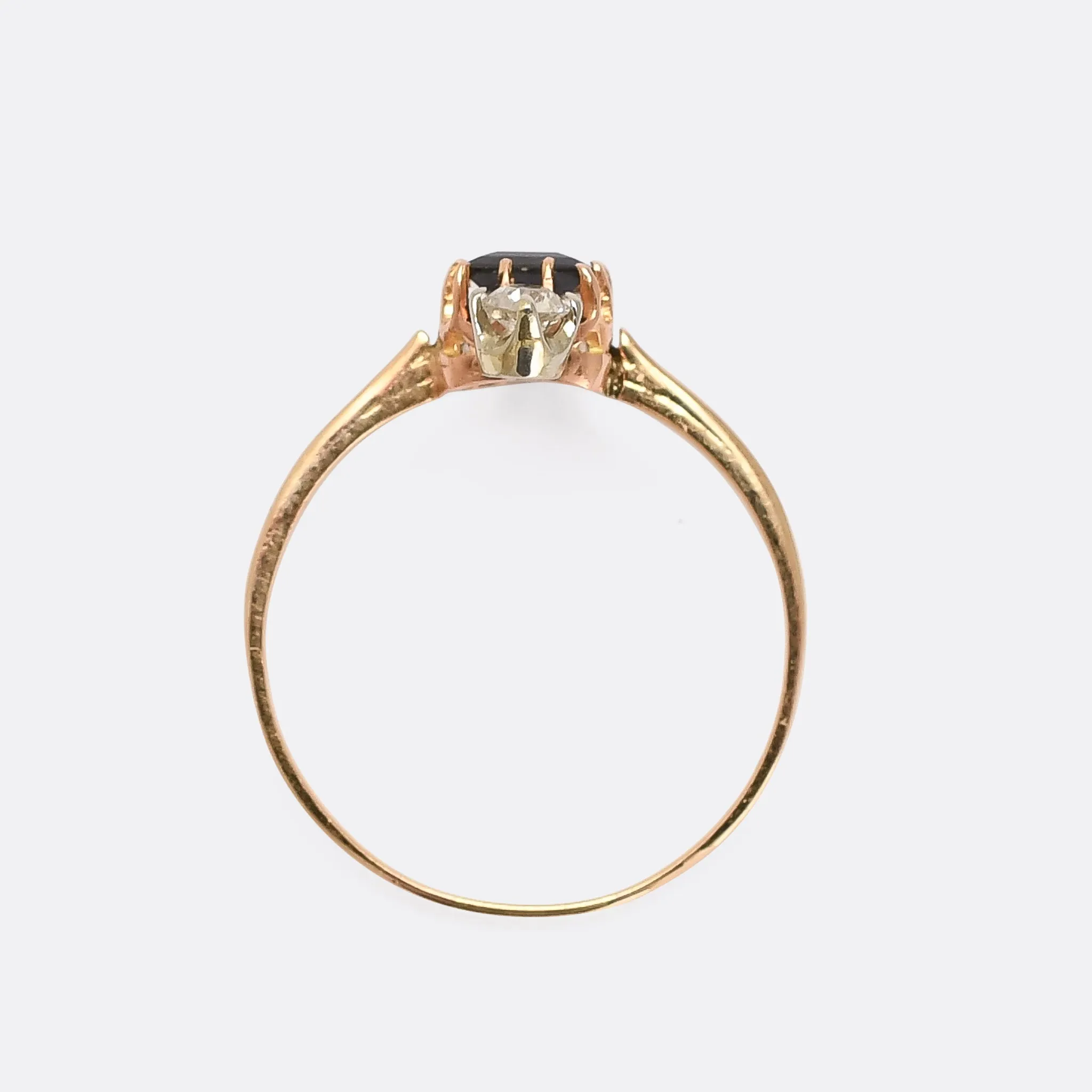 Art Deco Sapphire & Diamond North-South Trilogy Ring