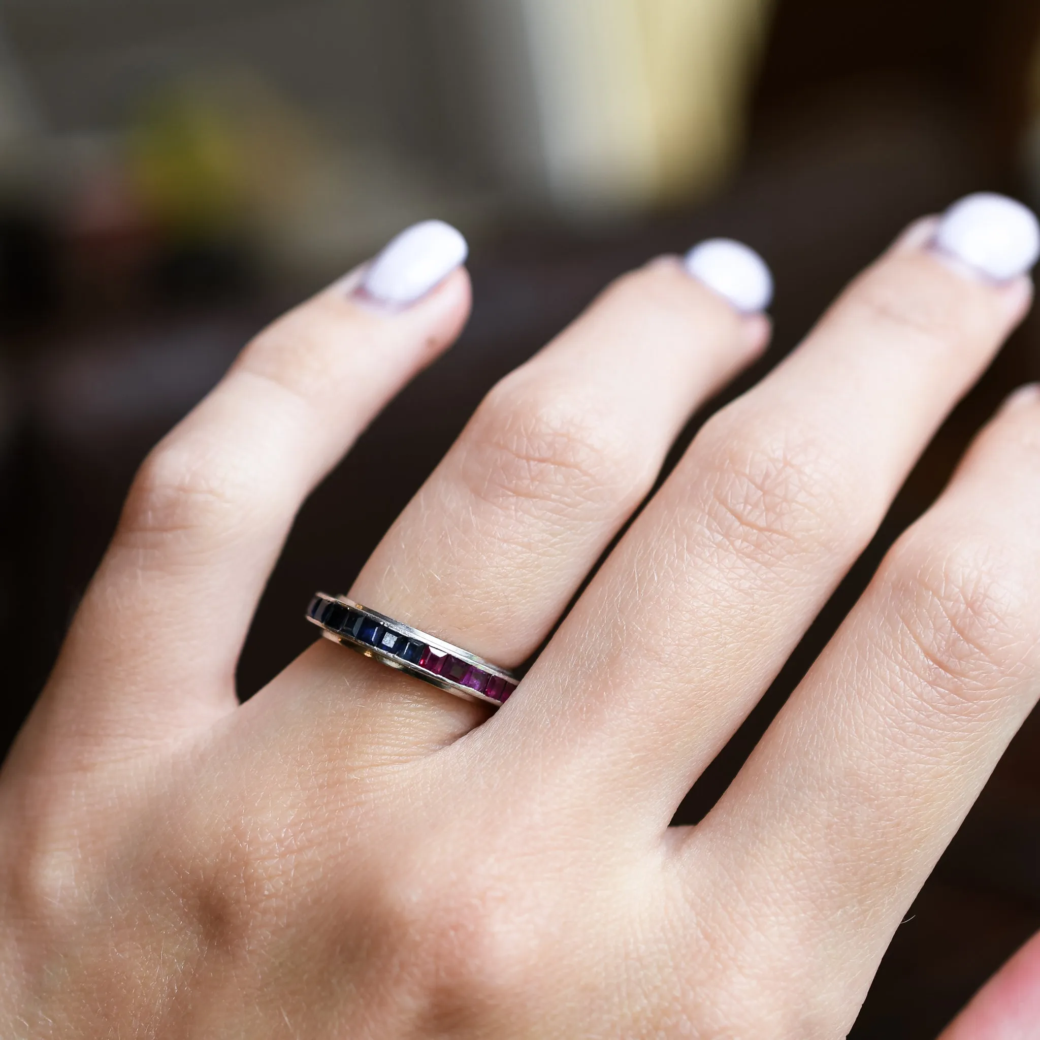 Art Deco Sapphire & Ruby "Day & Night" Eternity Ring