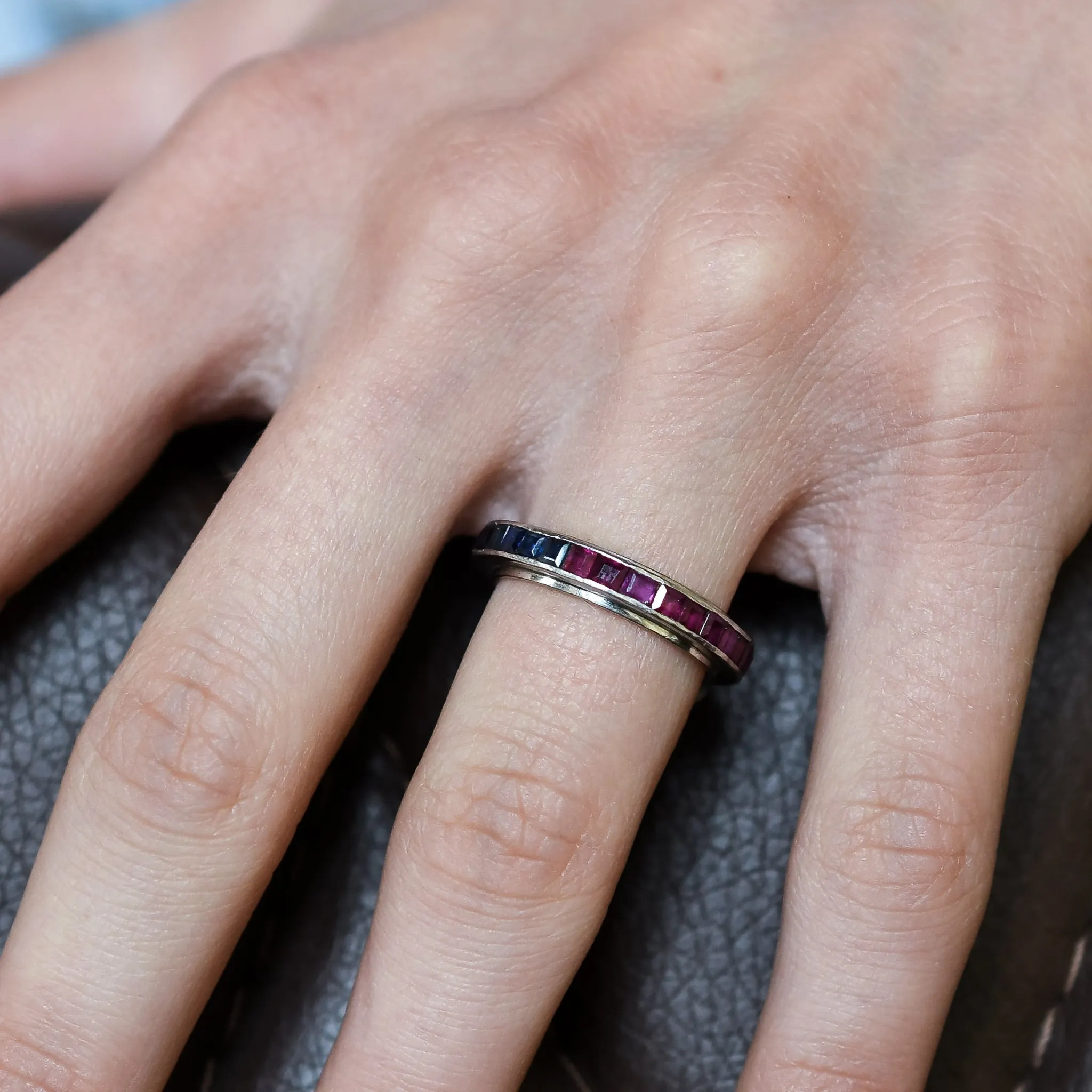 Art Deco Sapphire & Ruby "Day & Night" Eternity Ring