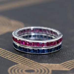 Art Deco Sapphire and Ruby Matched Bands by Tiffany & Co