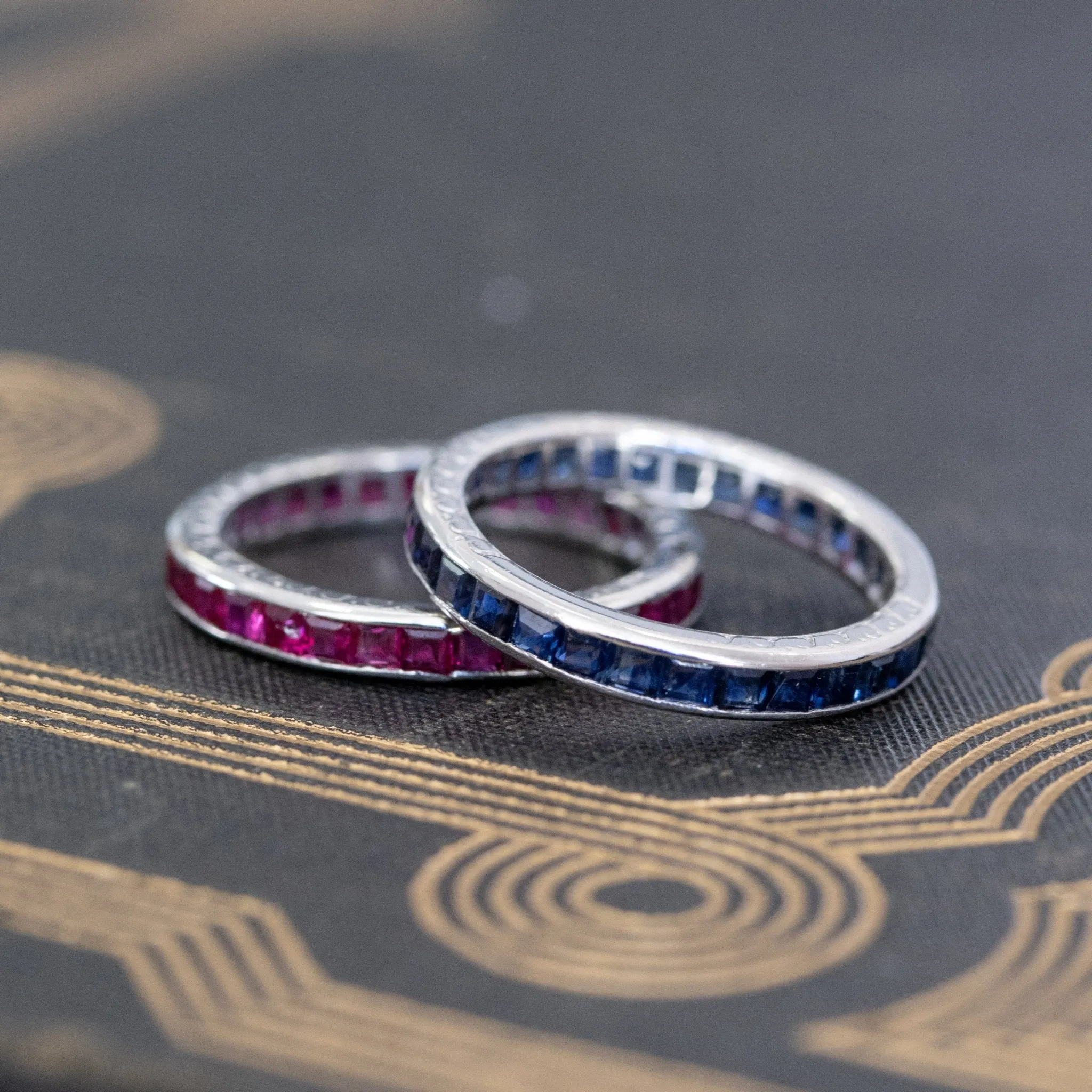 Art Deco Sapphire and Ruby Matched Bands by Tiffany & Co