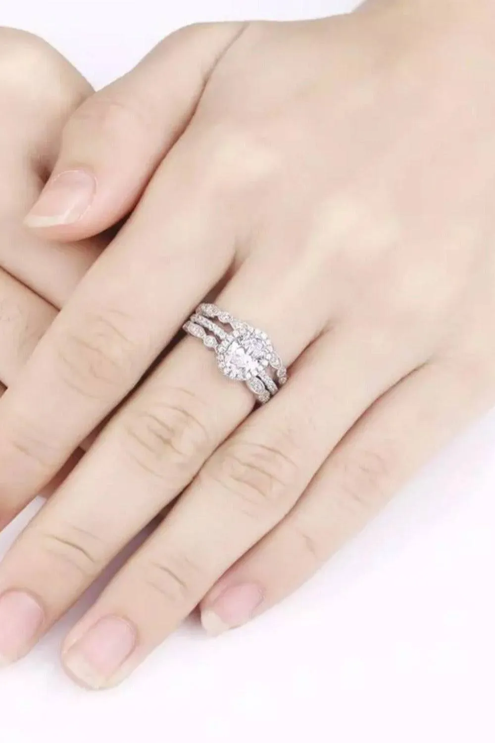 Art Deco Sterling Silver 3 Pc Ring Set