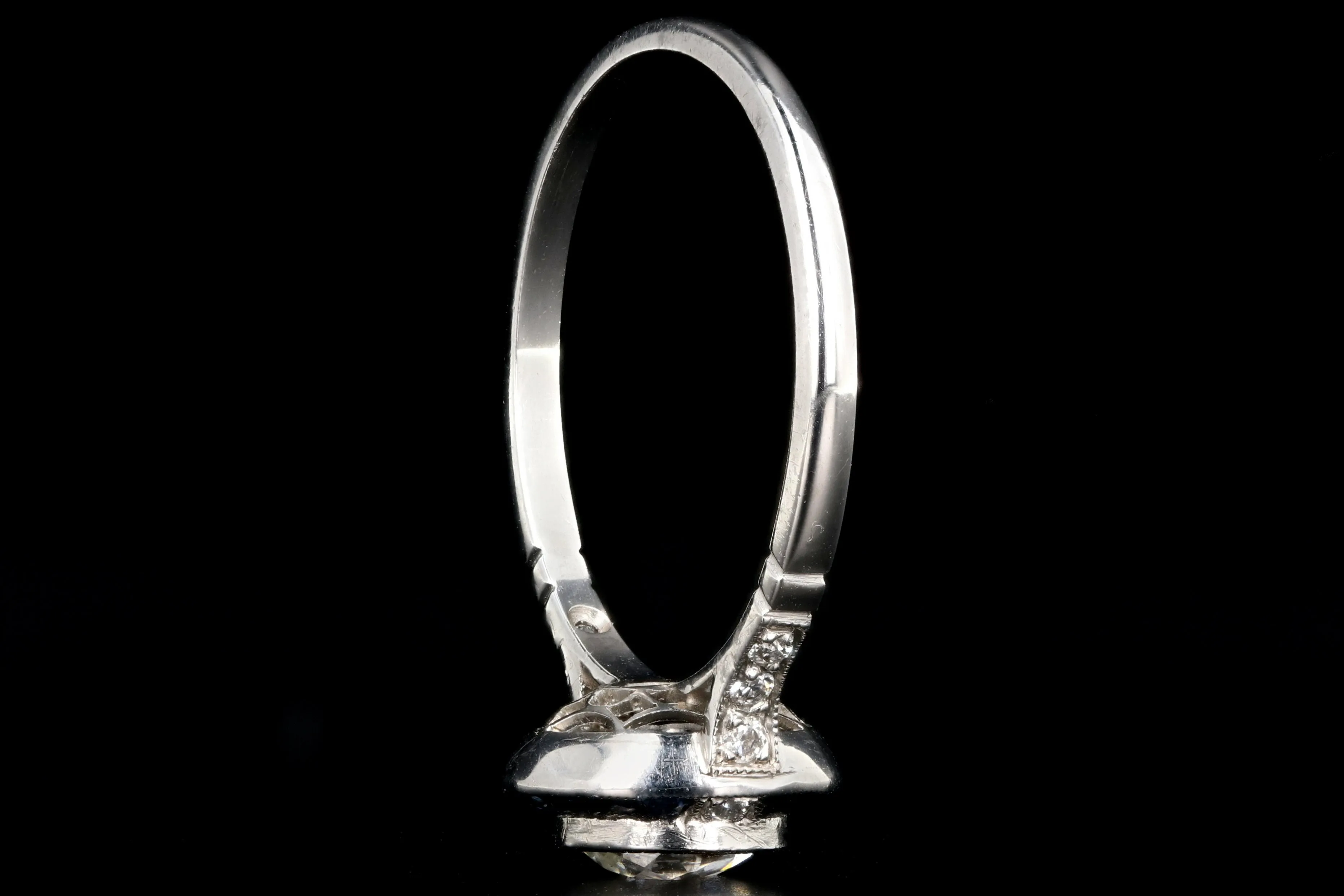 Art Deco Style Handmade Platinum .84 Carat Diamond and Sapphire Bullseye Ring GIA Certified