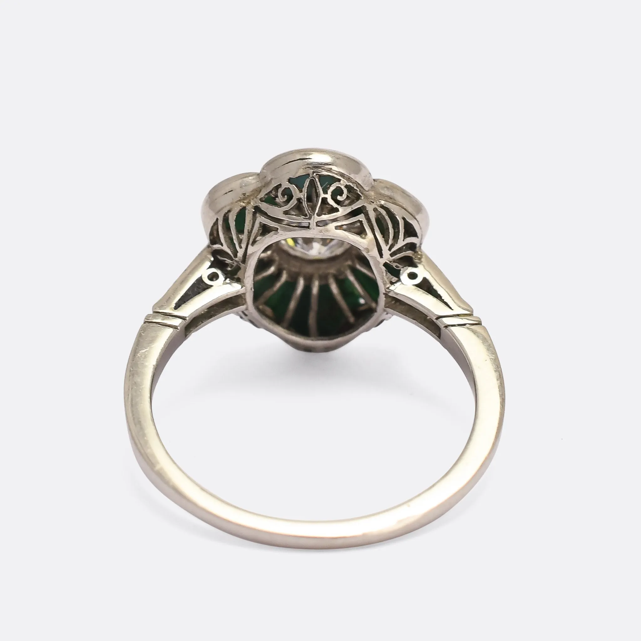 Art Deco Turquoise & Diamond Flower Cluster Ring