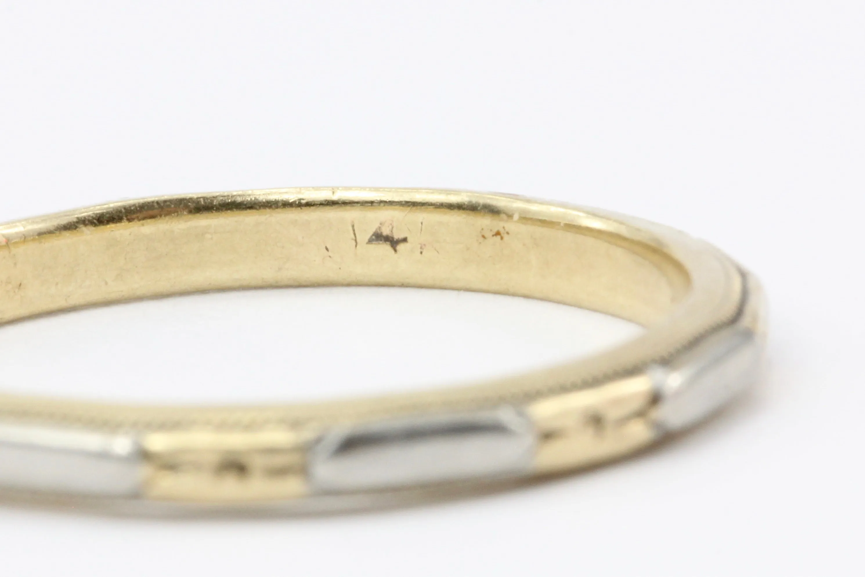 Art Deco White & Yellow Gold Wedding Band