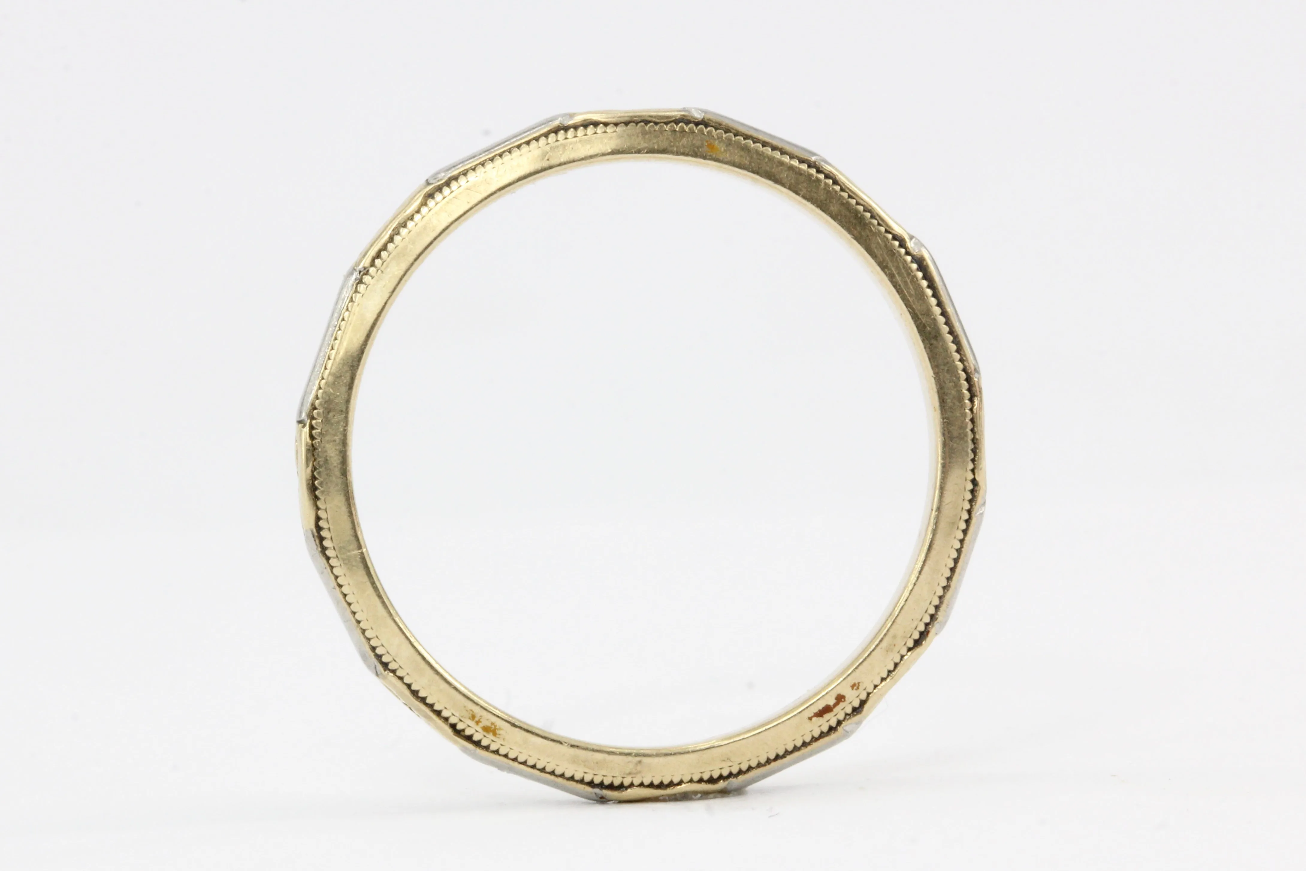 Art Deco White & Yellow Gold Wedding Band