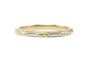 Art Deco White & Yellow Gold Wedding Band