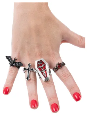 Assorted Gothic Vampire Rings, 4Pk