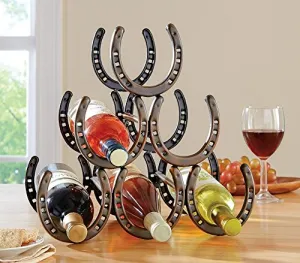 Attractive Rustic Brown Table Top Horse Shoe Wine Rack ,Convenient, Stylish, Sturdy Construction, Ergonomically Design, Eye Catching Perfect In Every Home By CTD Store