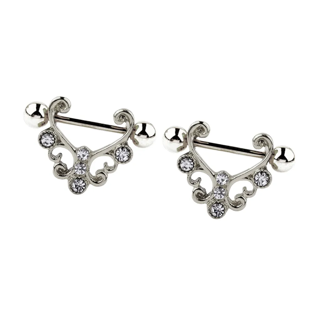 Baroque Filigree Style Diamond Nipple Ring