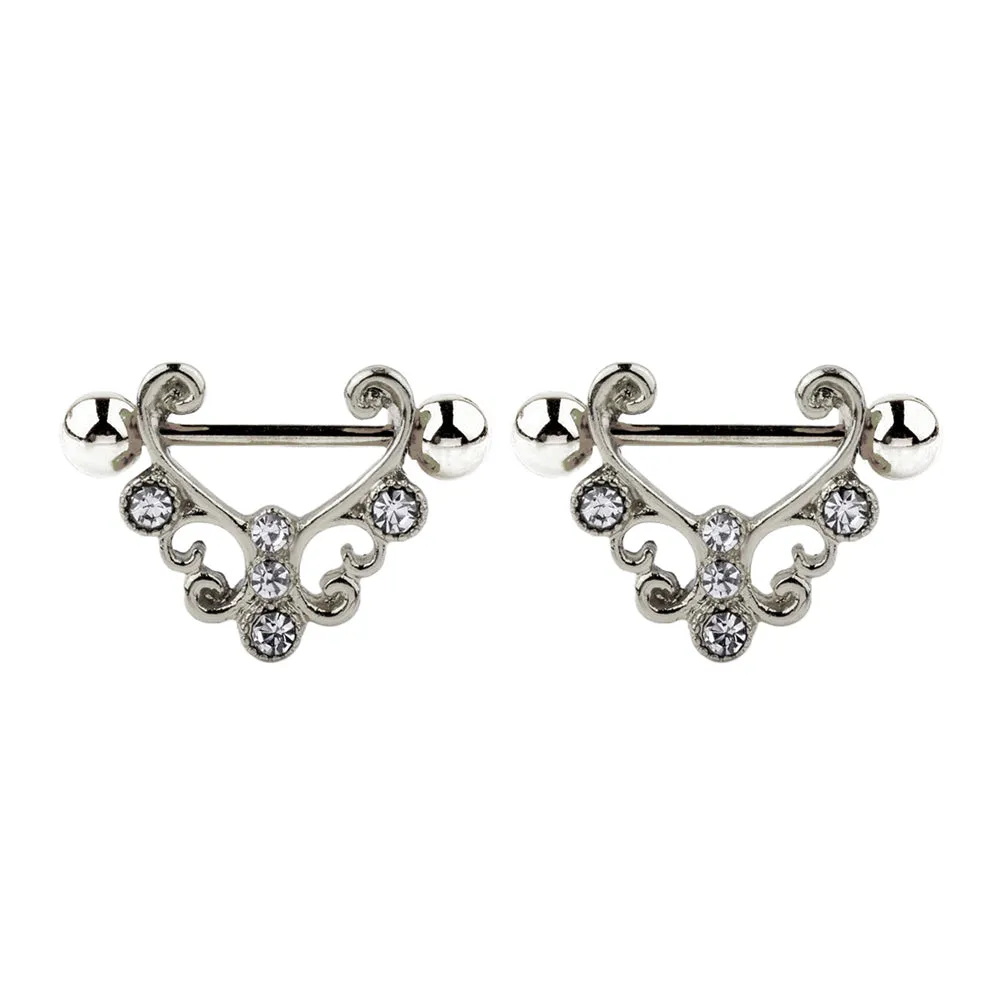 Baroque Filigree Style Diamond Nipple Ring