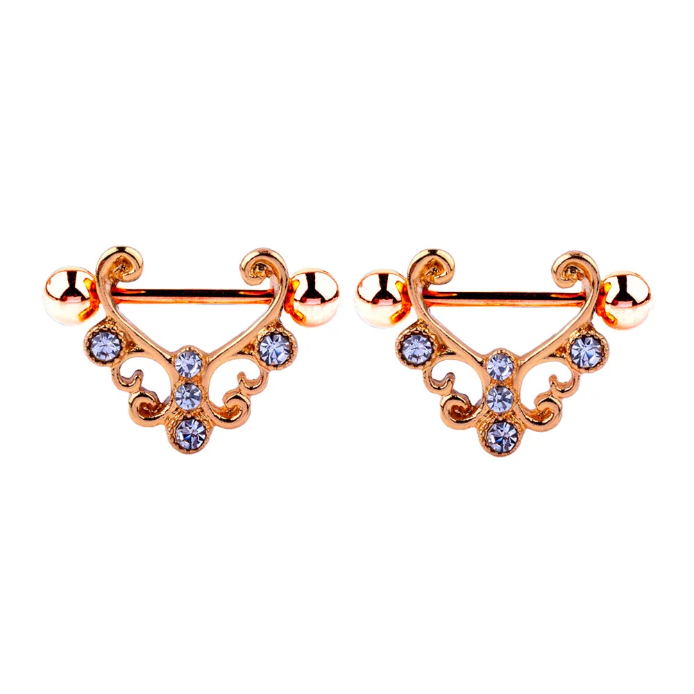 Baroque Filigree Style Diamond Nipple Ring