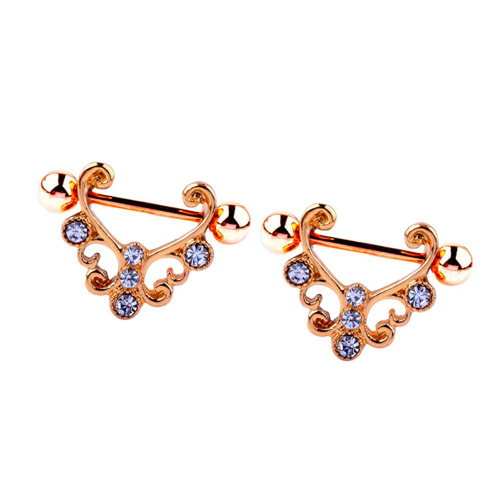 Baroque Filigree Style Diamond Nipple Ring