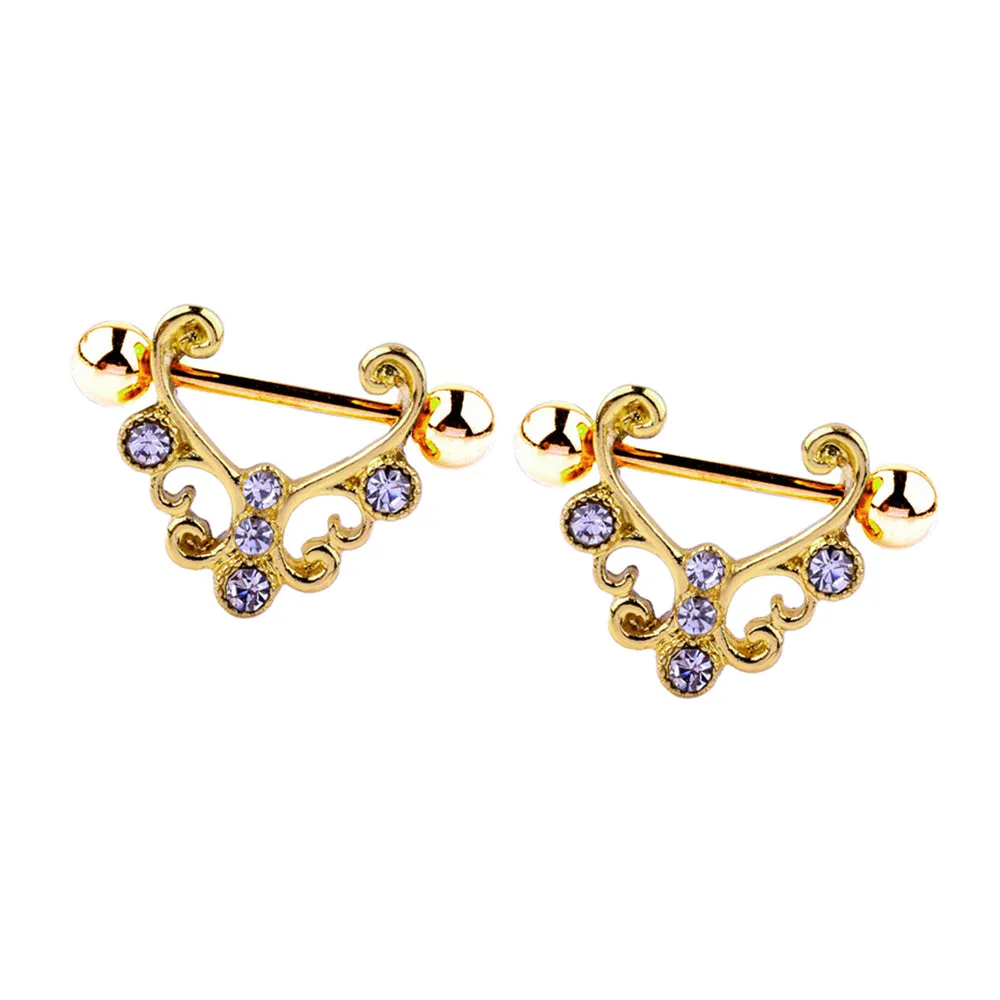 Baroque Filigree Style Diamond Nipple Ring