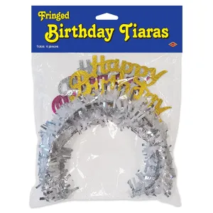 Beistle Pkgd Happy Birthday Tiaras w/Fringe - Party Supply Decoration for Birthday